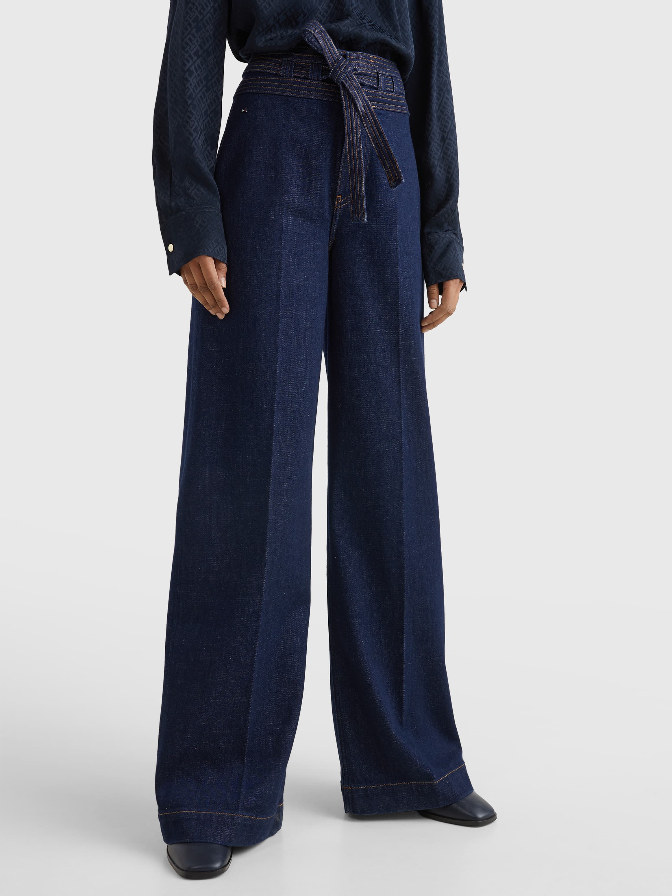 High Rise Wide Leg Flared Jeans