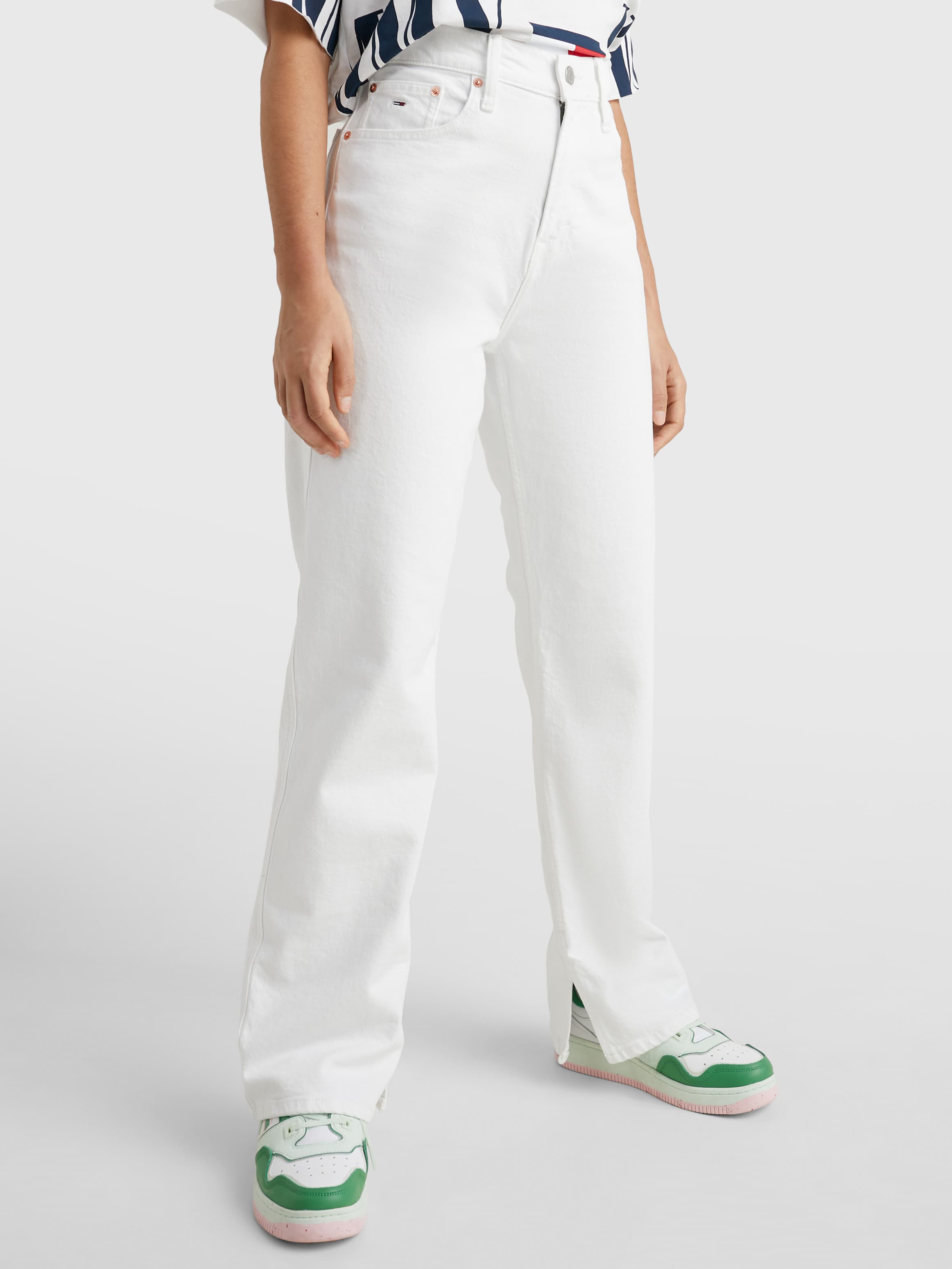 Betsy Mid Rise Wide Leg White Jeans