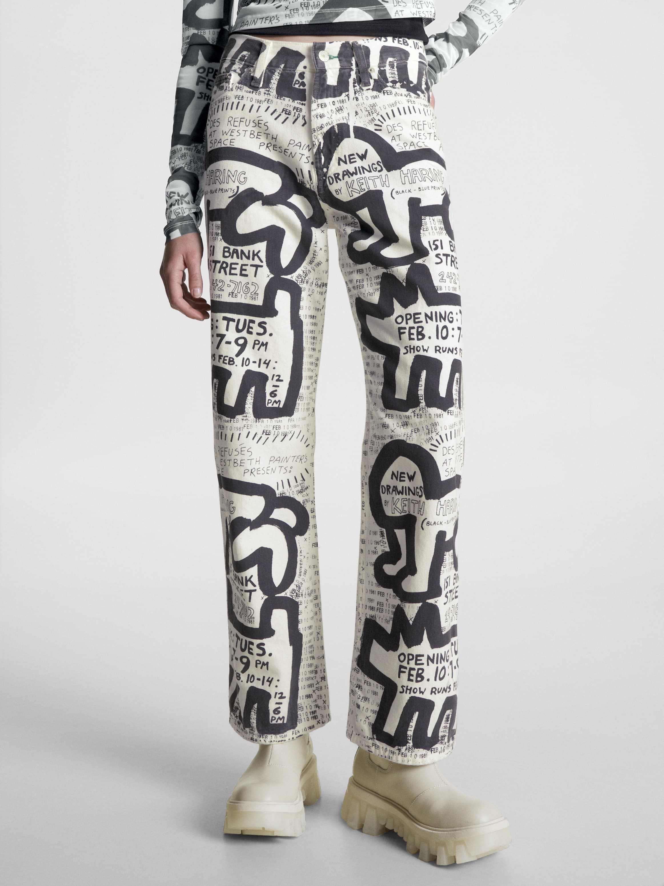 Tommy x Keith Haring Exhibition Poster Print Betsy High Rise Trousers