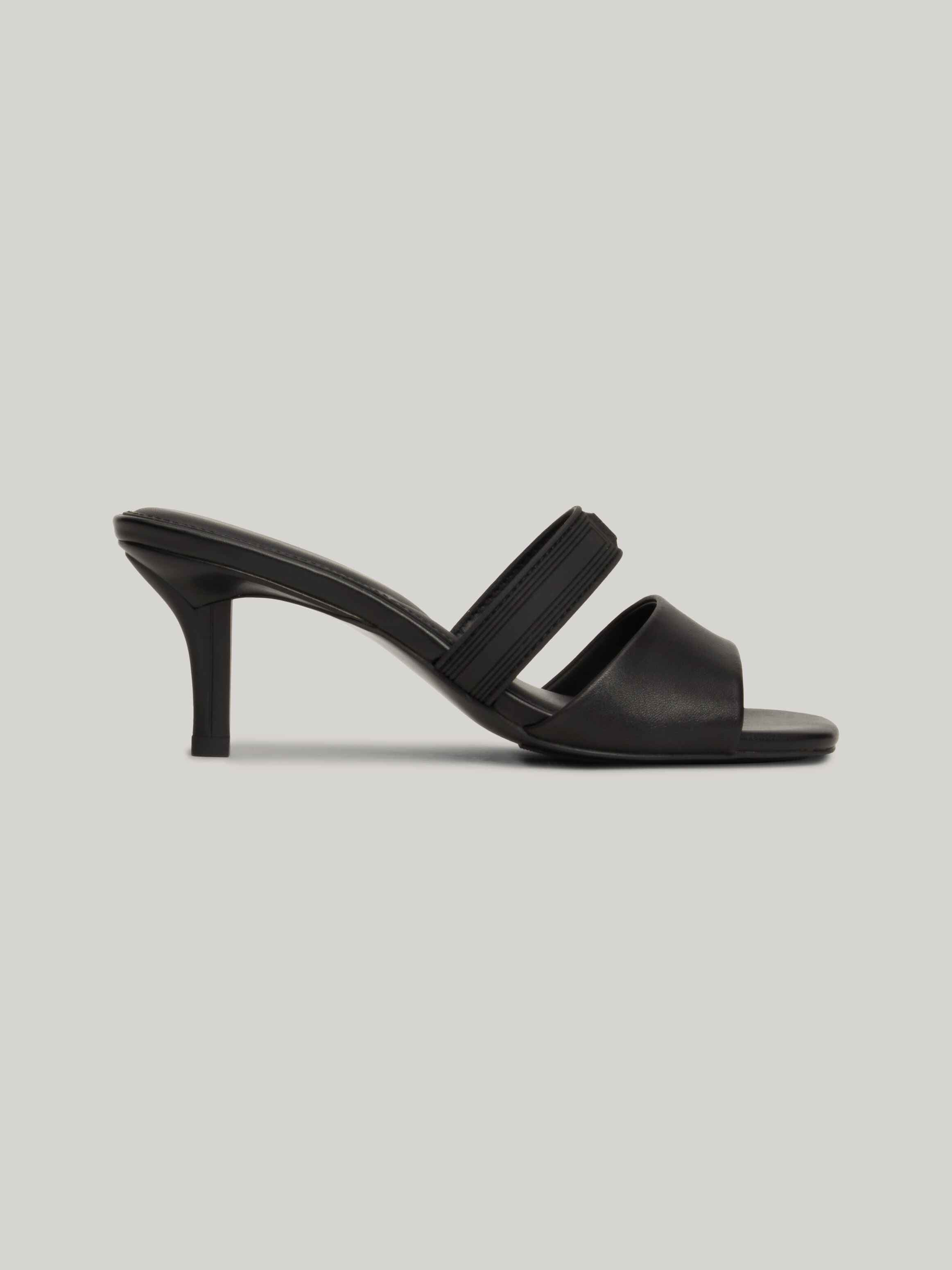 Tonal Leather Stiletto Mules