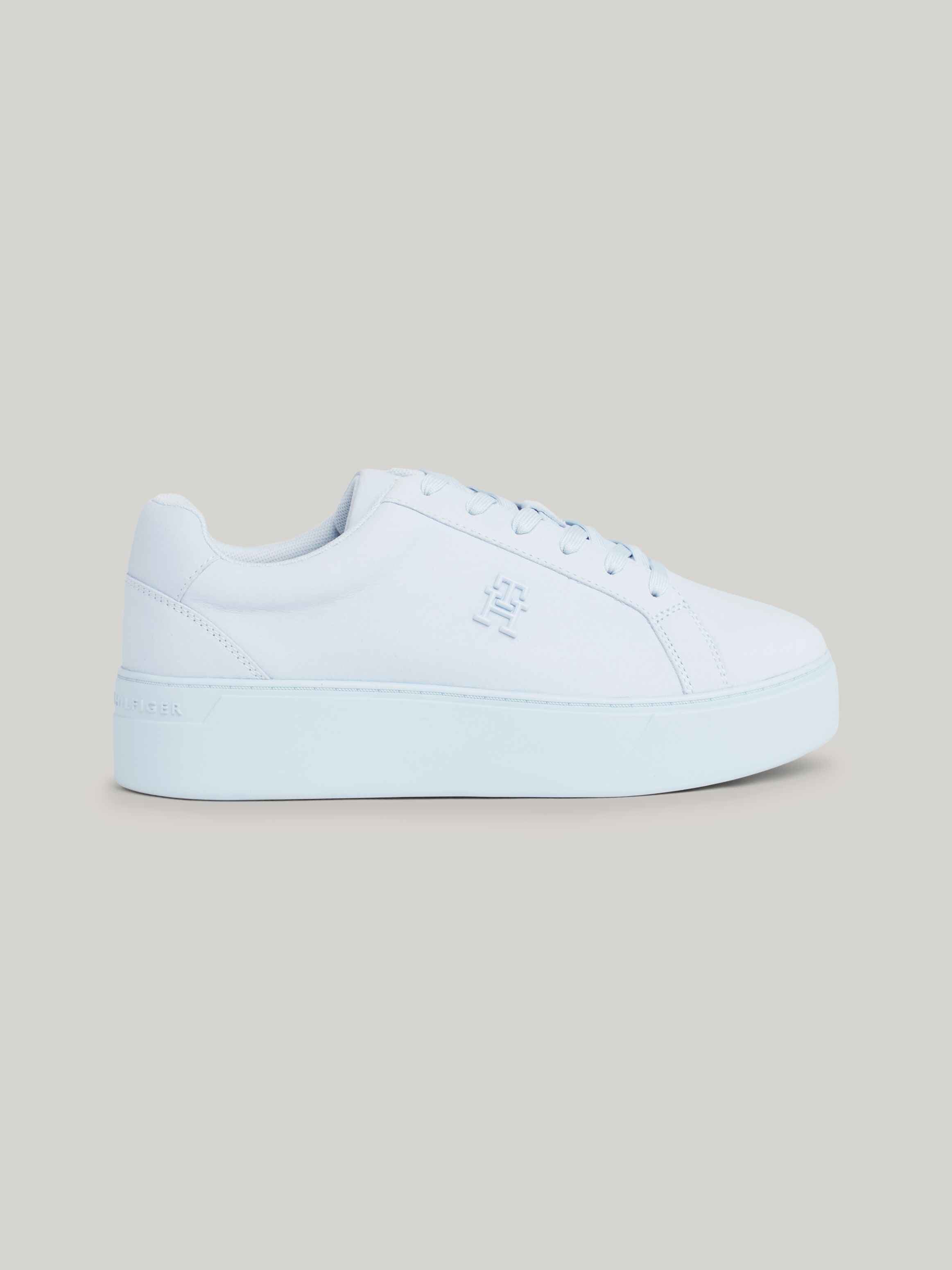Nubuck Leather Platform Court Trainers