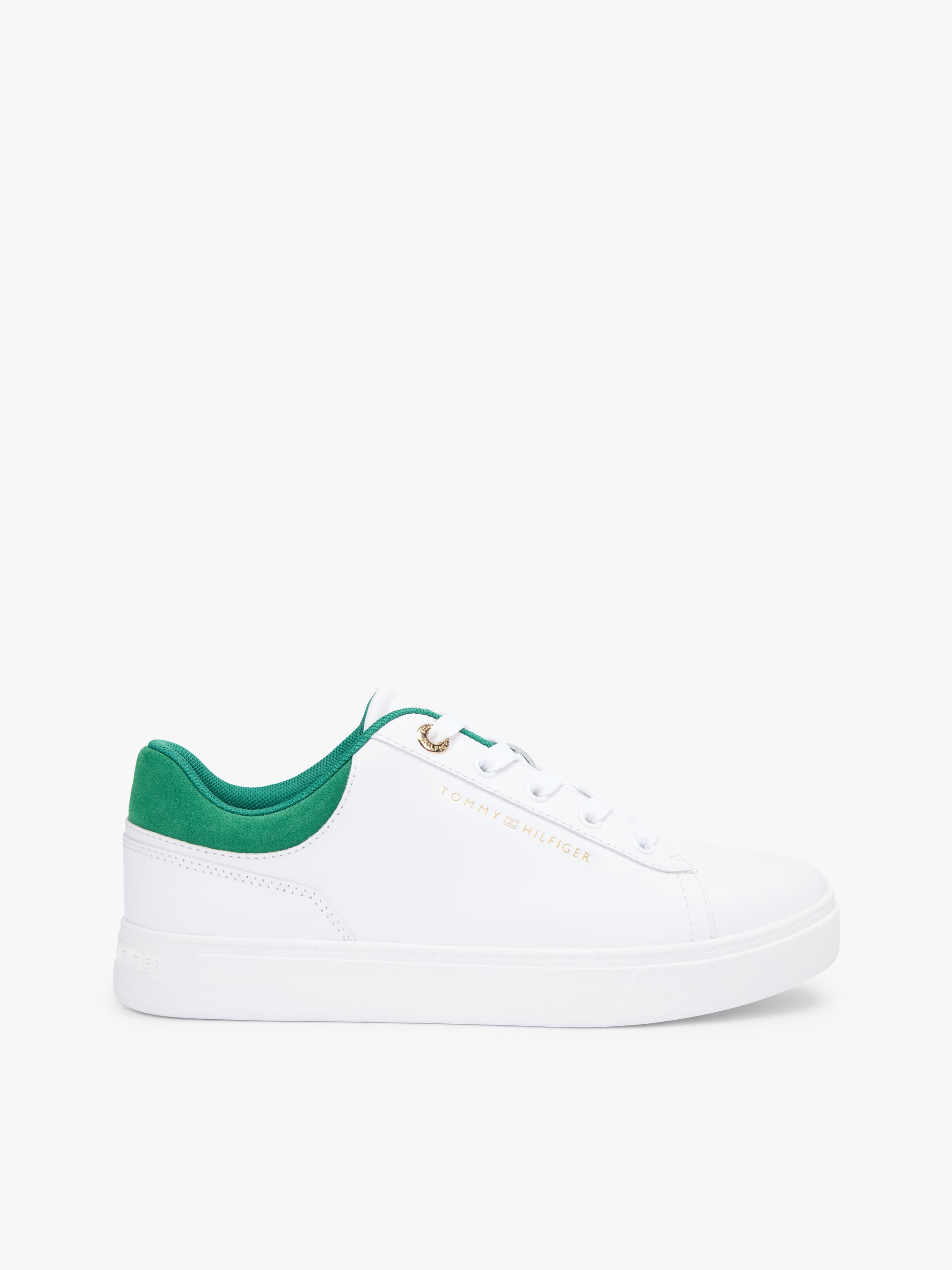 Leather Embossed Logo Cupsole Trainers