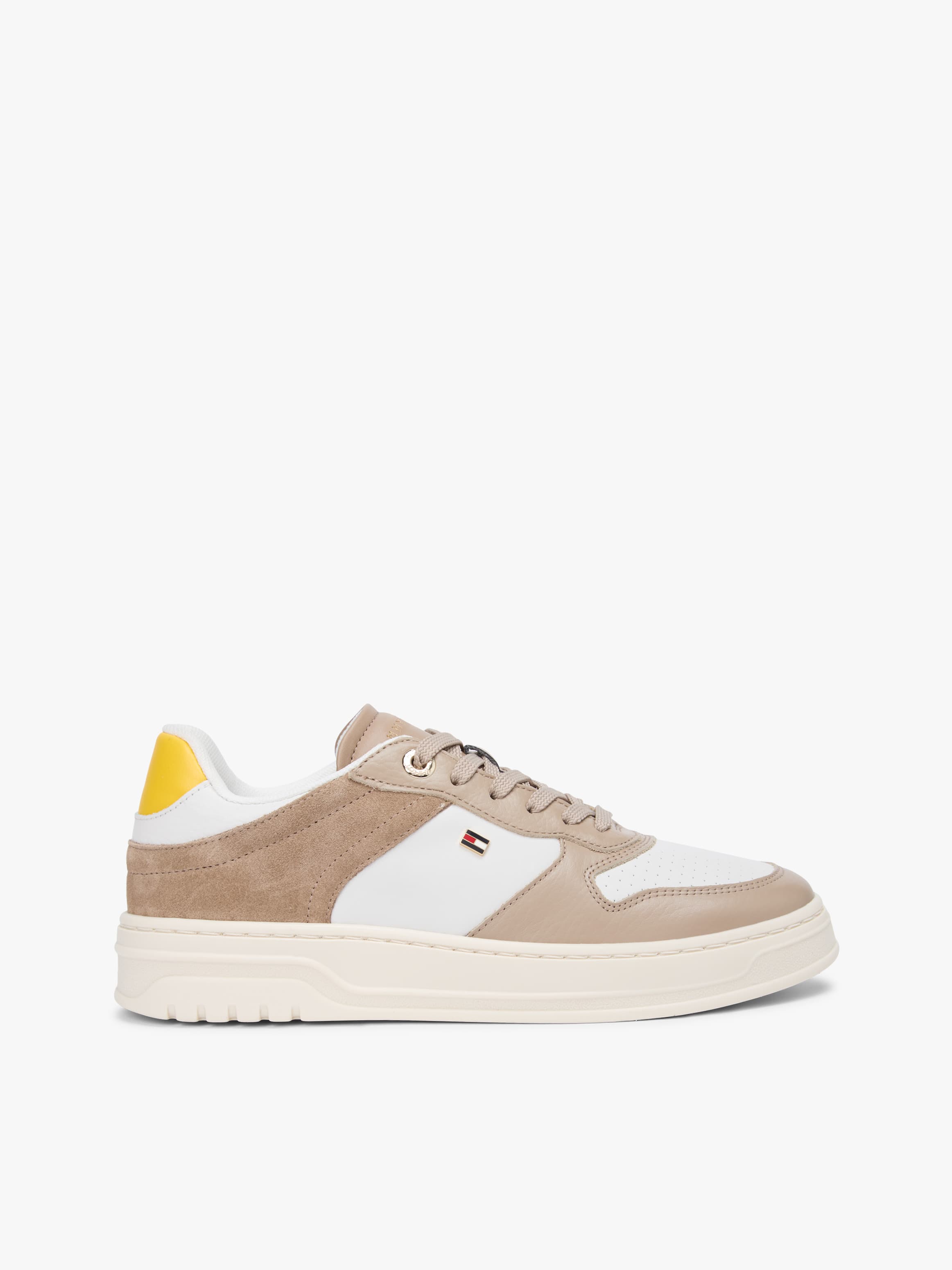 Leather Mixed Texture Cupsole Trainers