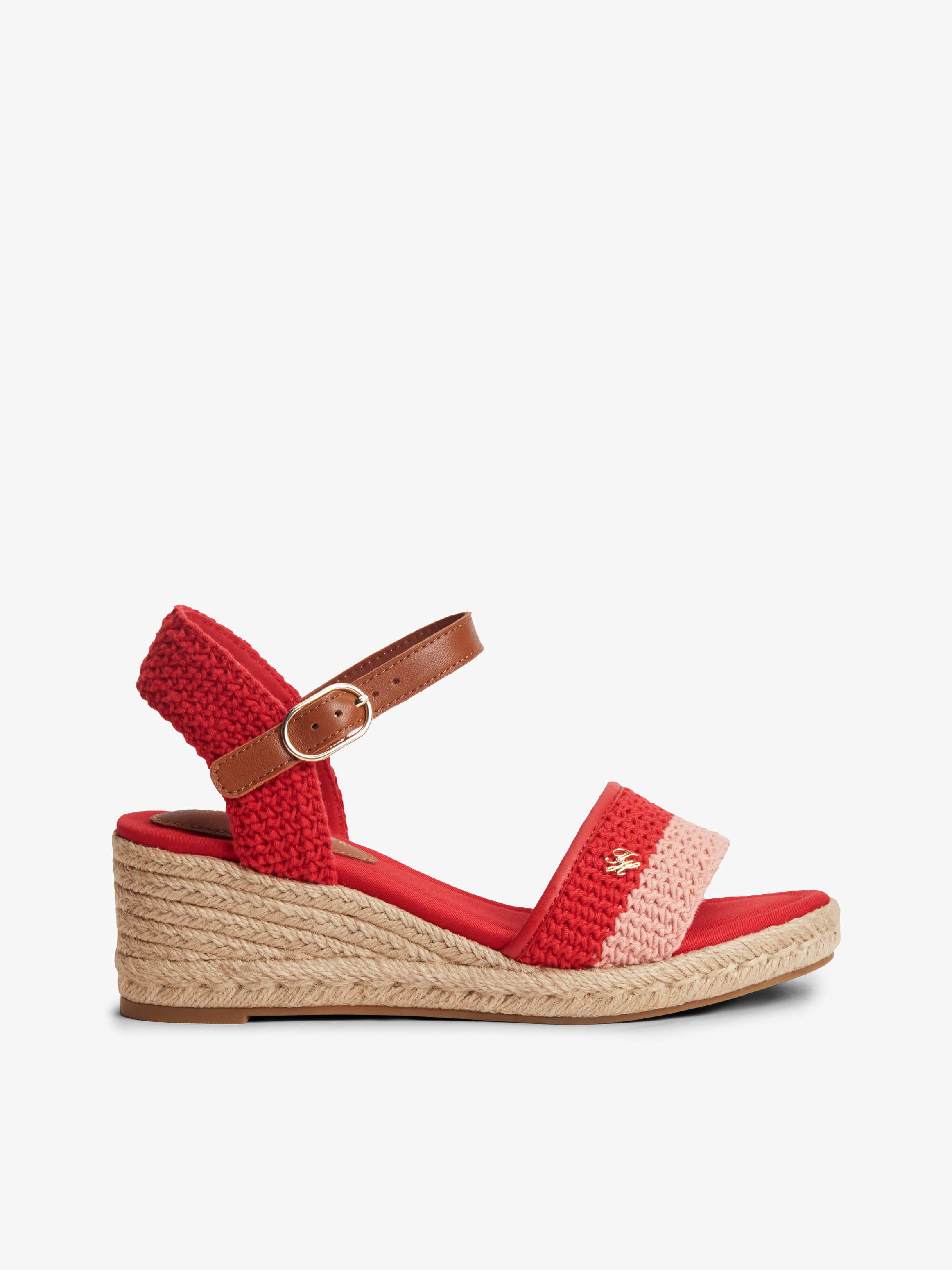 Logo Plaque Woven Wedge Heel Espadrilles