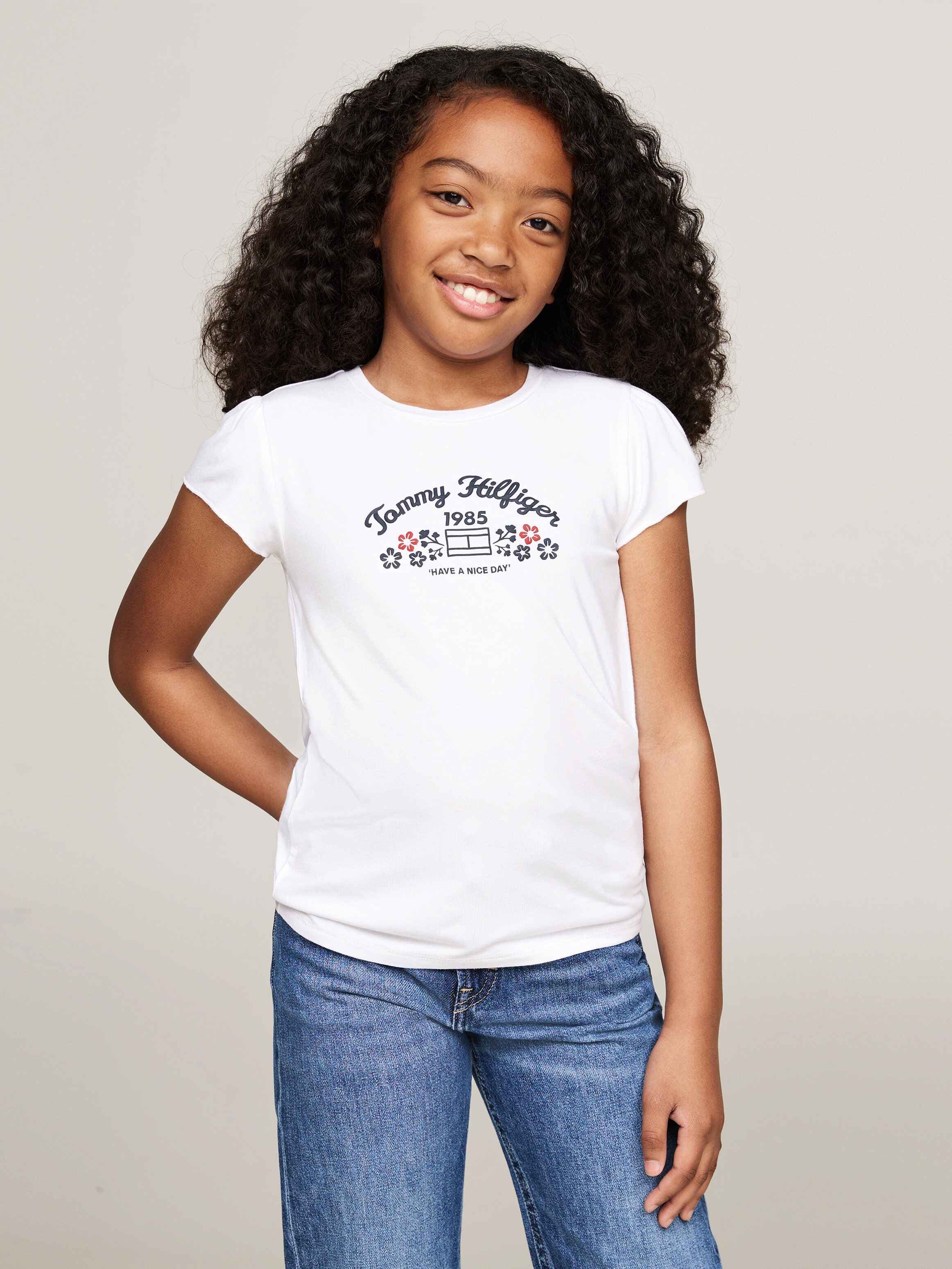 Floral Logo Print Slim Fit T-Shirt