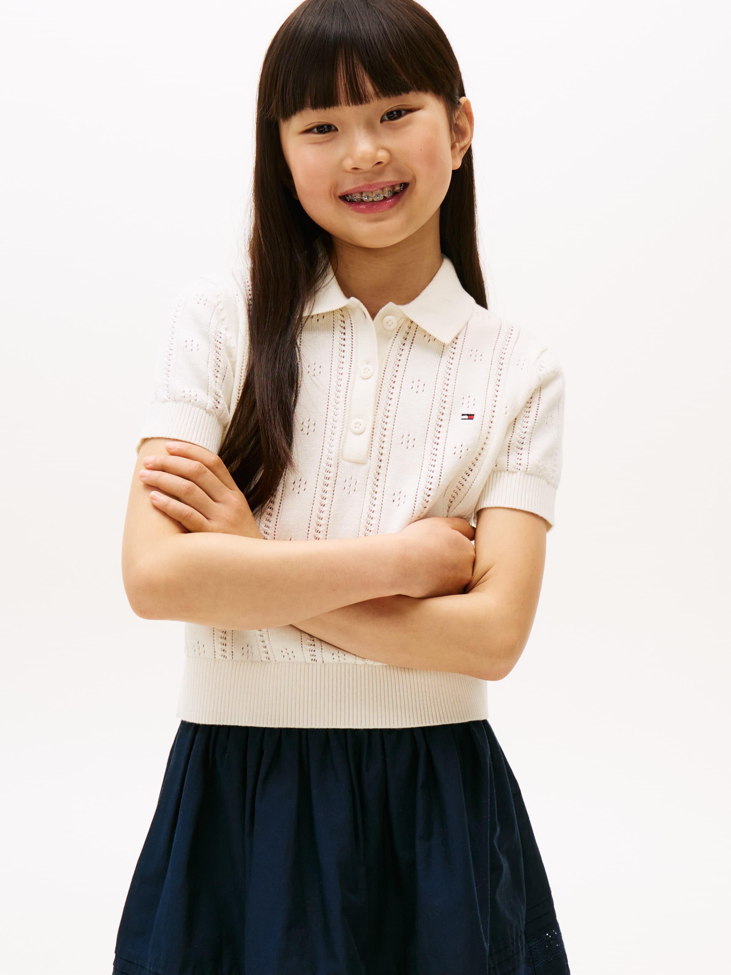 Pointelle Relaxed Polo Shirt