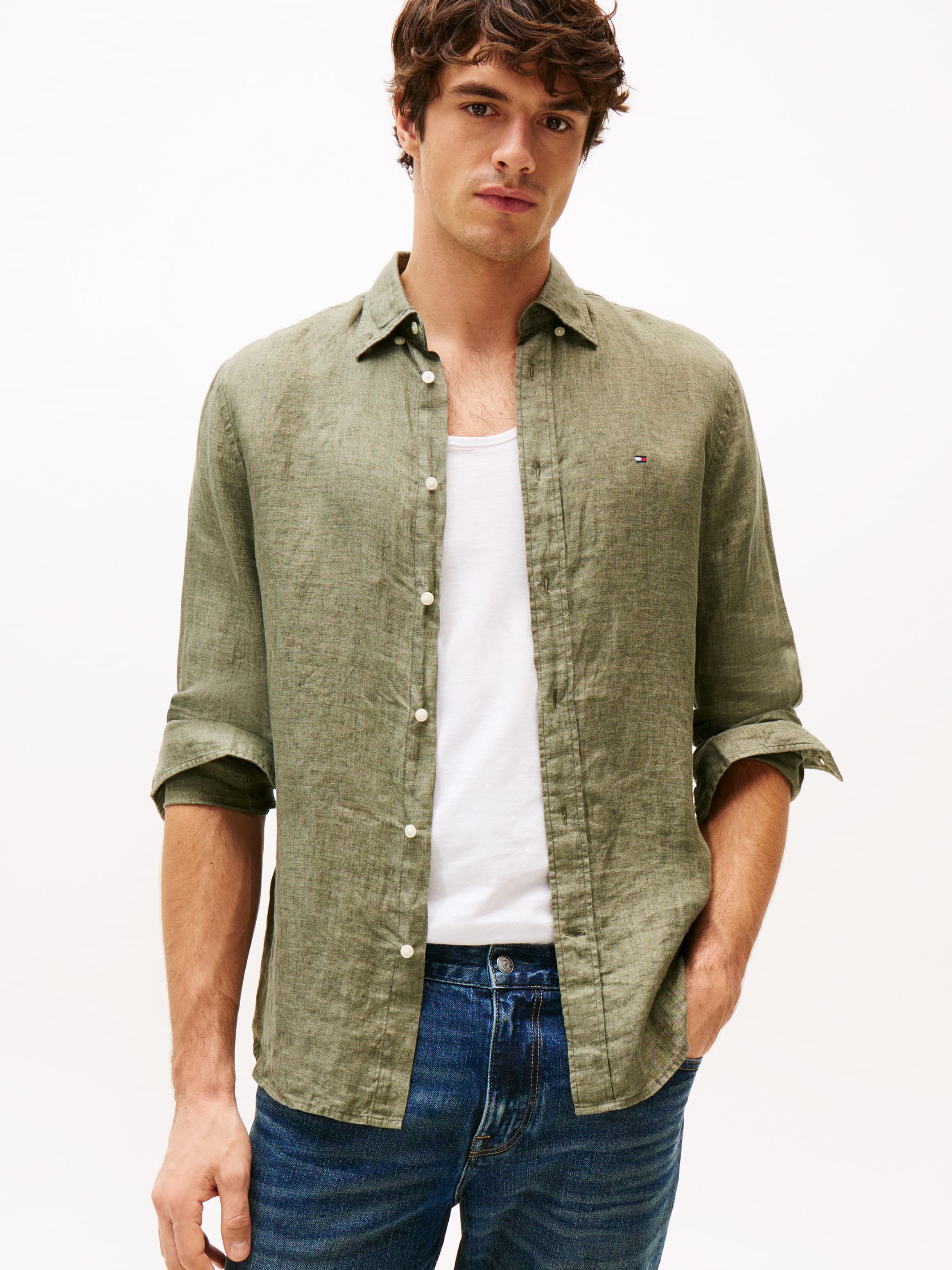 Pigment Dyed Linen Regular Fit Shirt