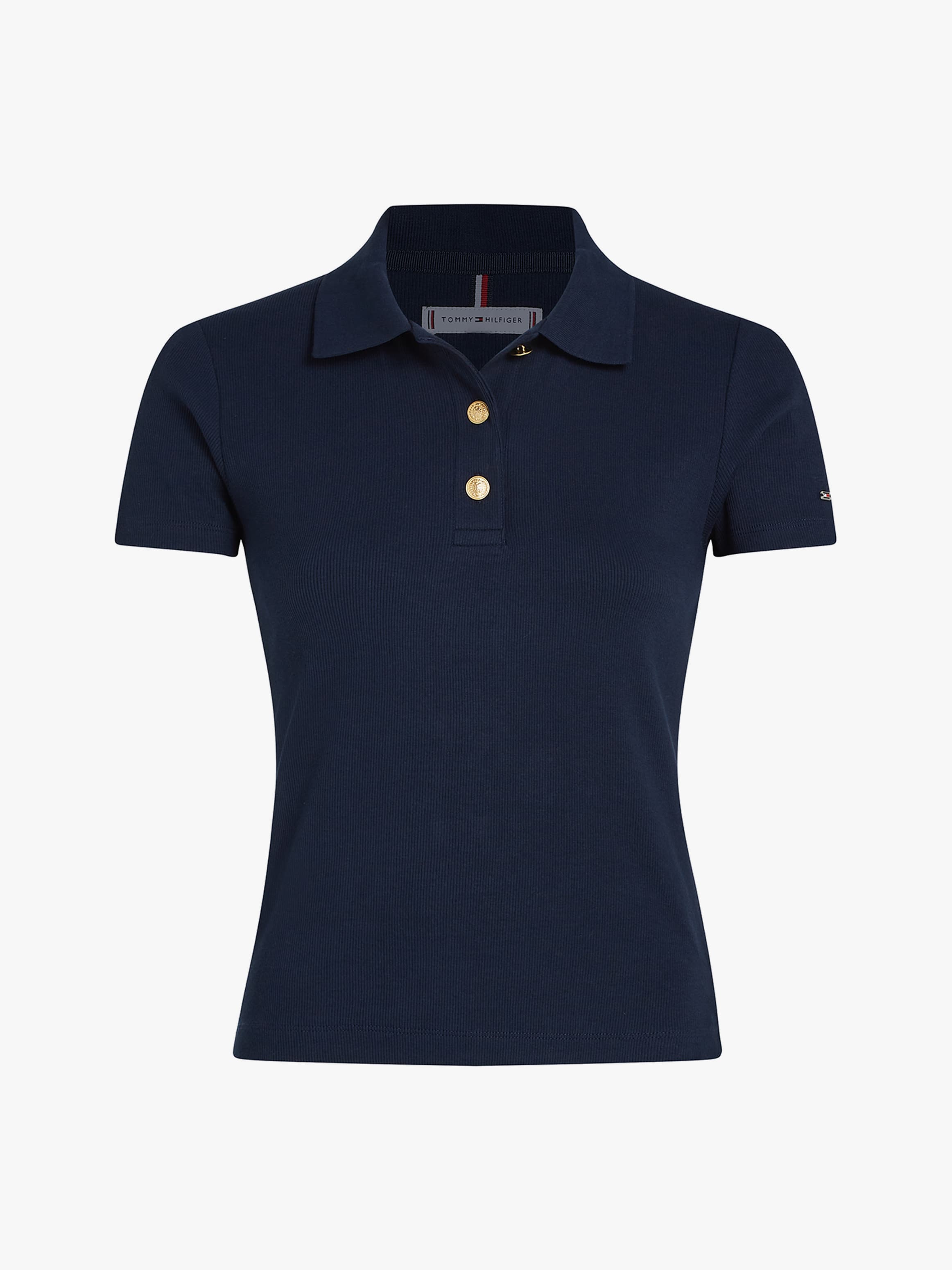 Gold-Tone Button Slim Polo Shirt