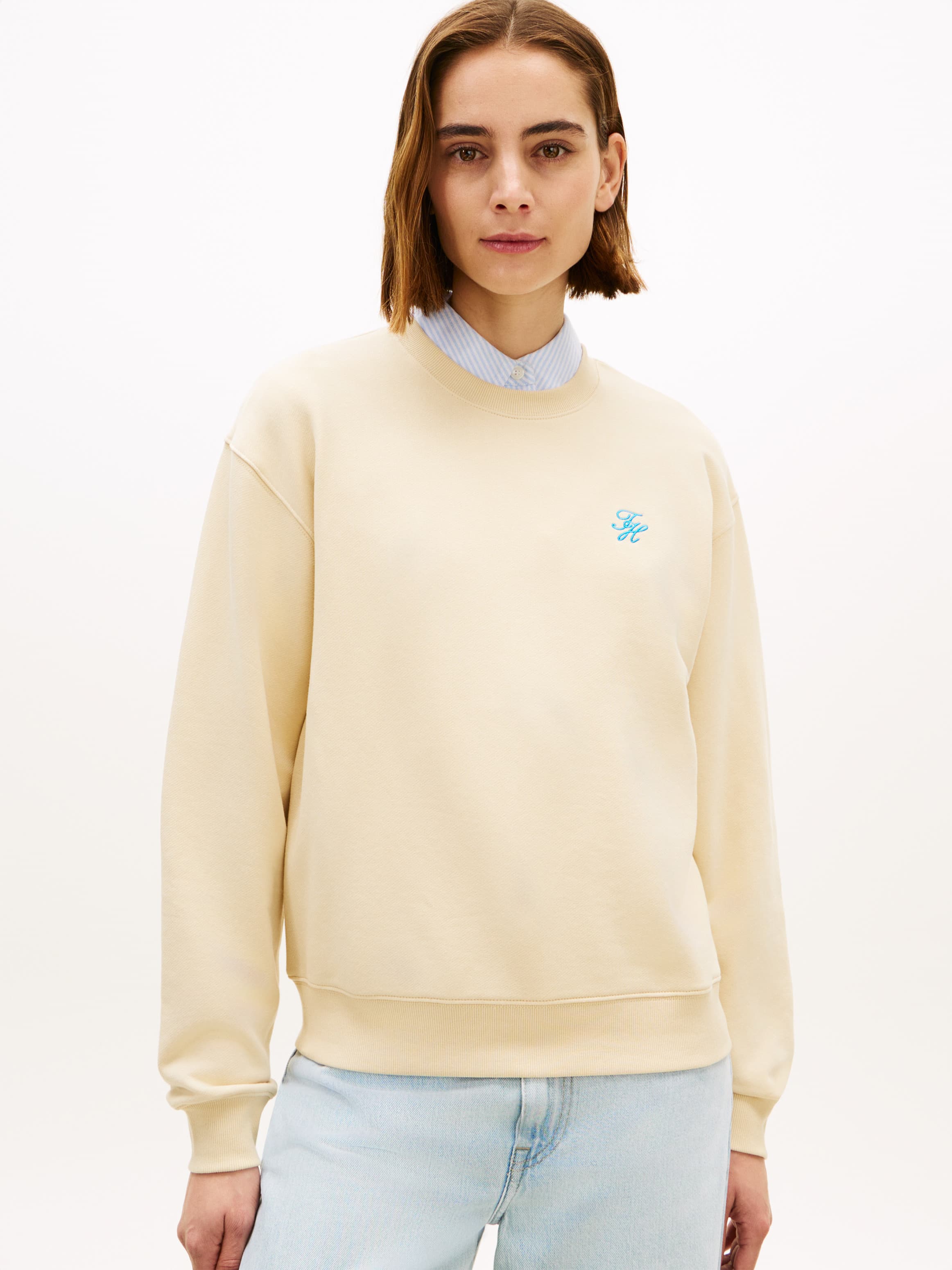 Logo Embroidery Crew Neck Sweatshirt