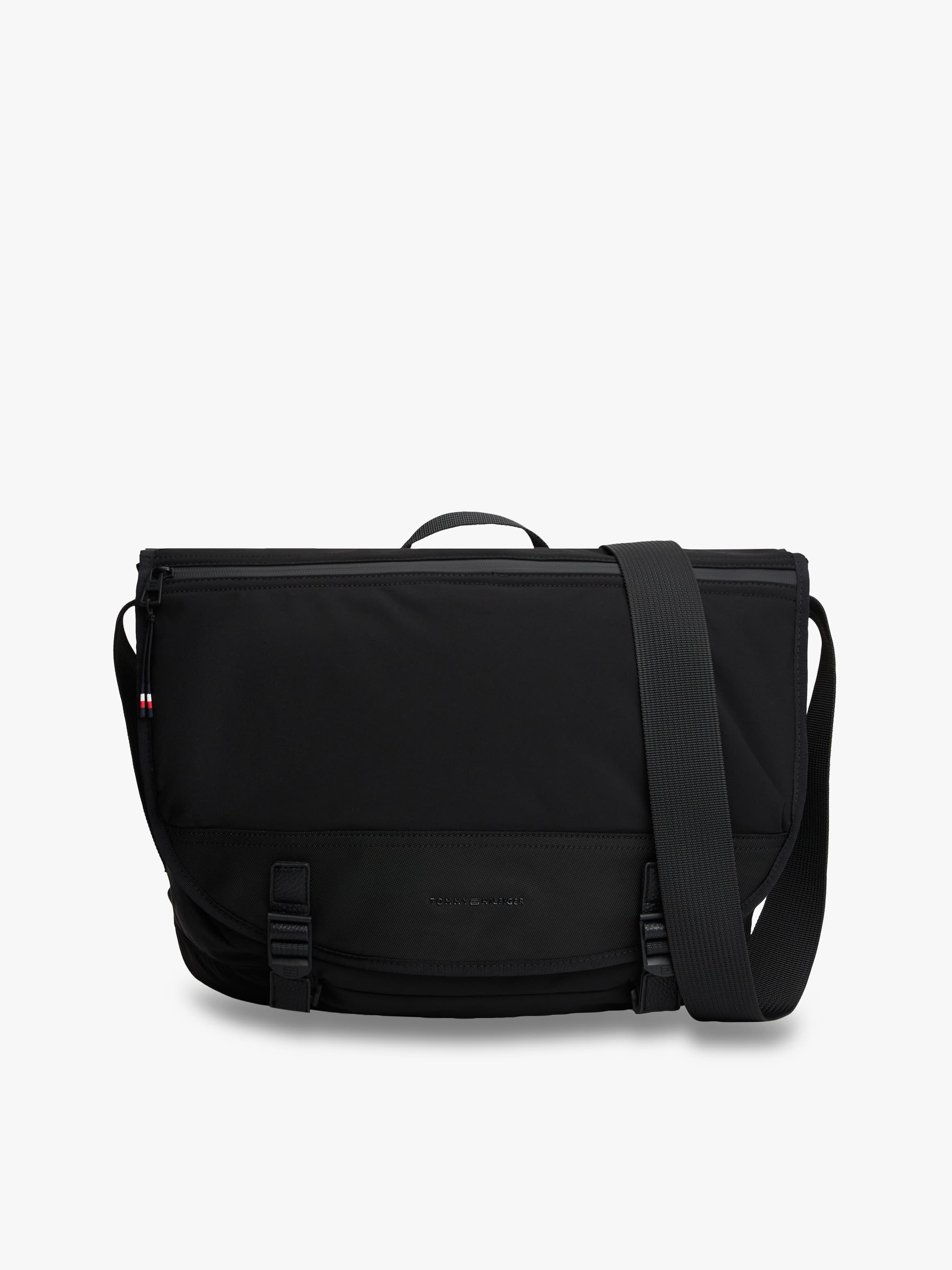 Textile Logo Flap Messenger Bag