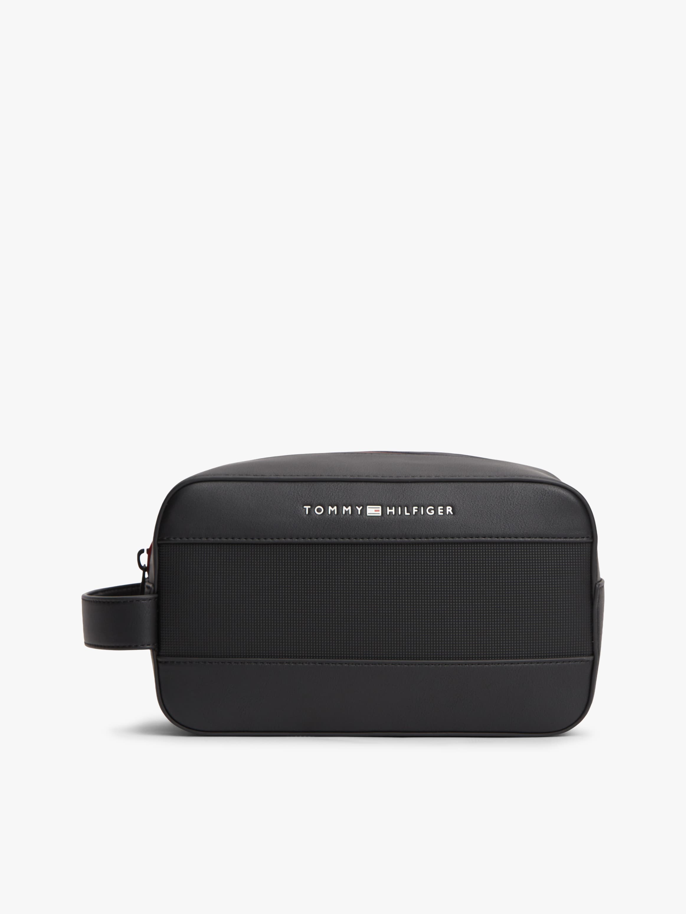 Metal Logo Mixed Texture Washbag
