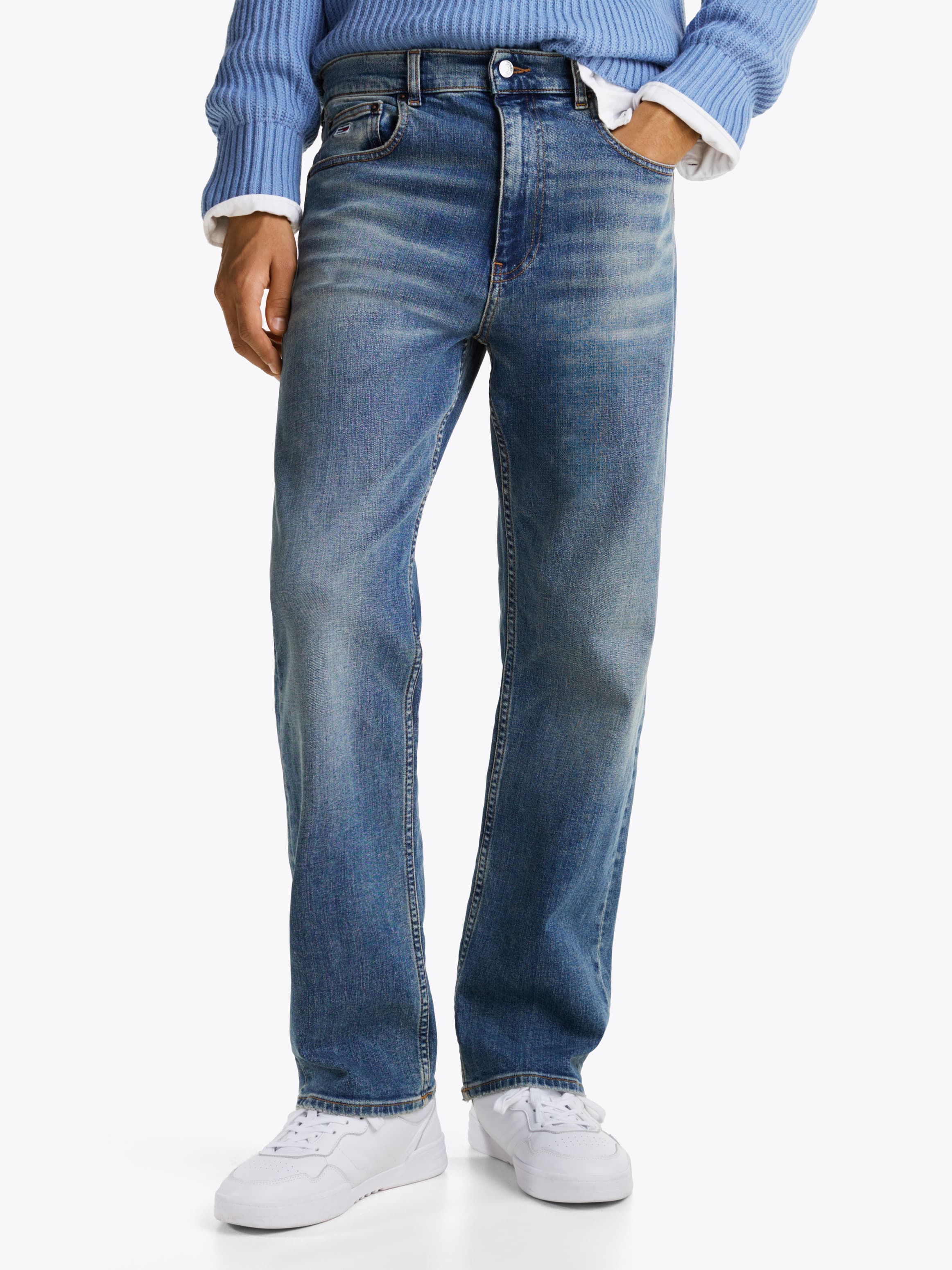 Whiskered Regular Straight Leg Jeans