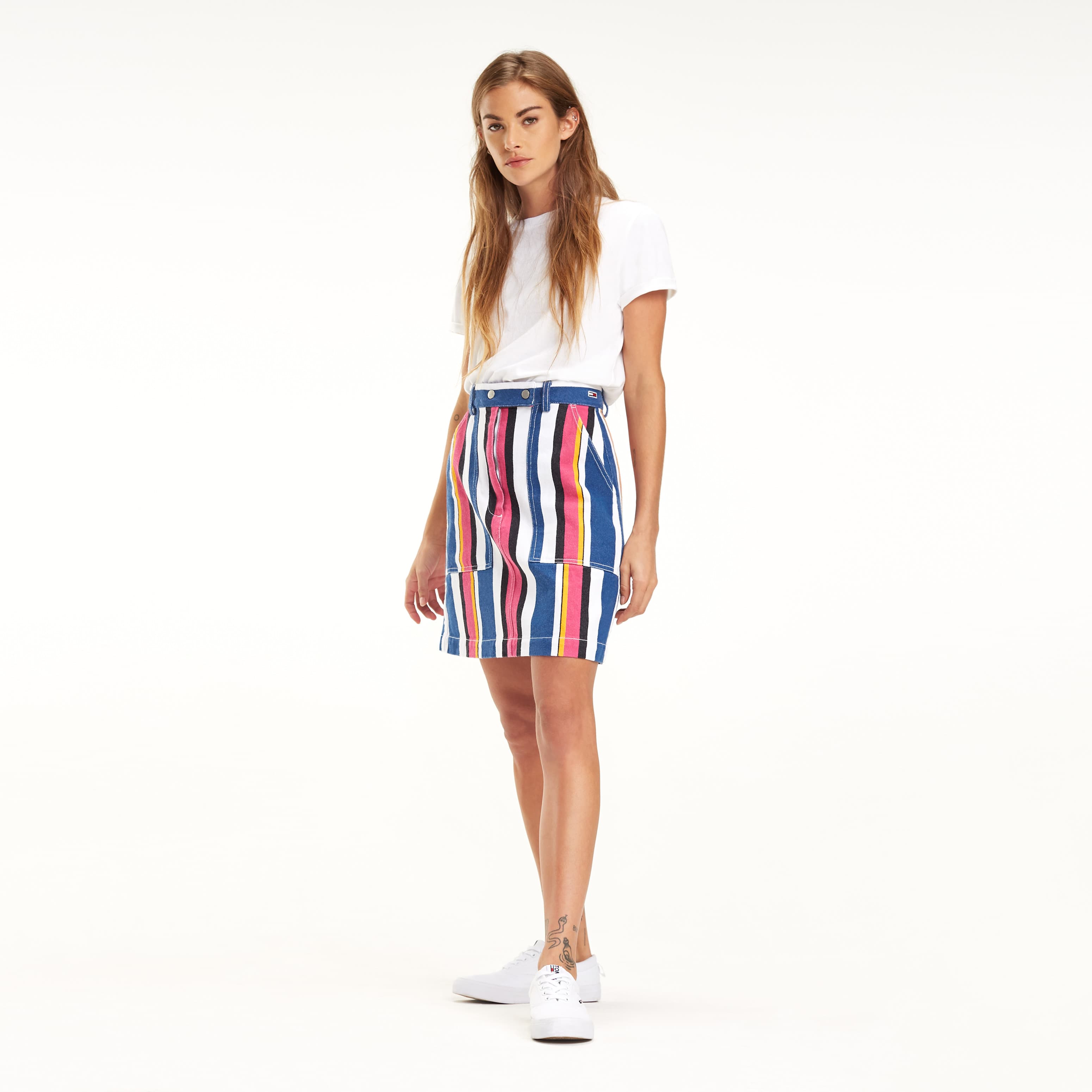 Stripe Patch Pocket Skirt