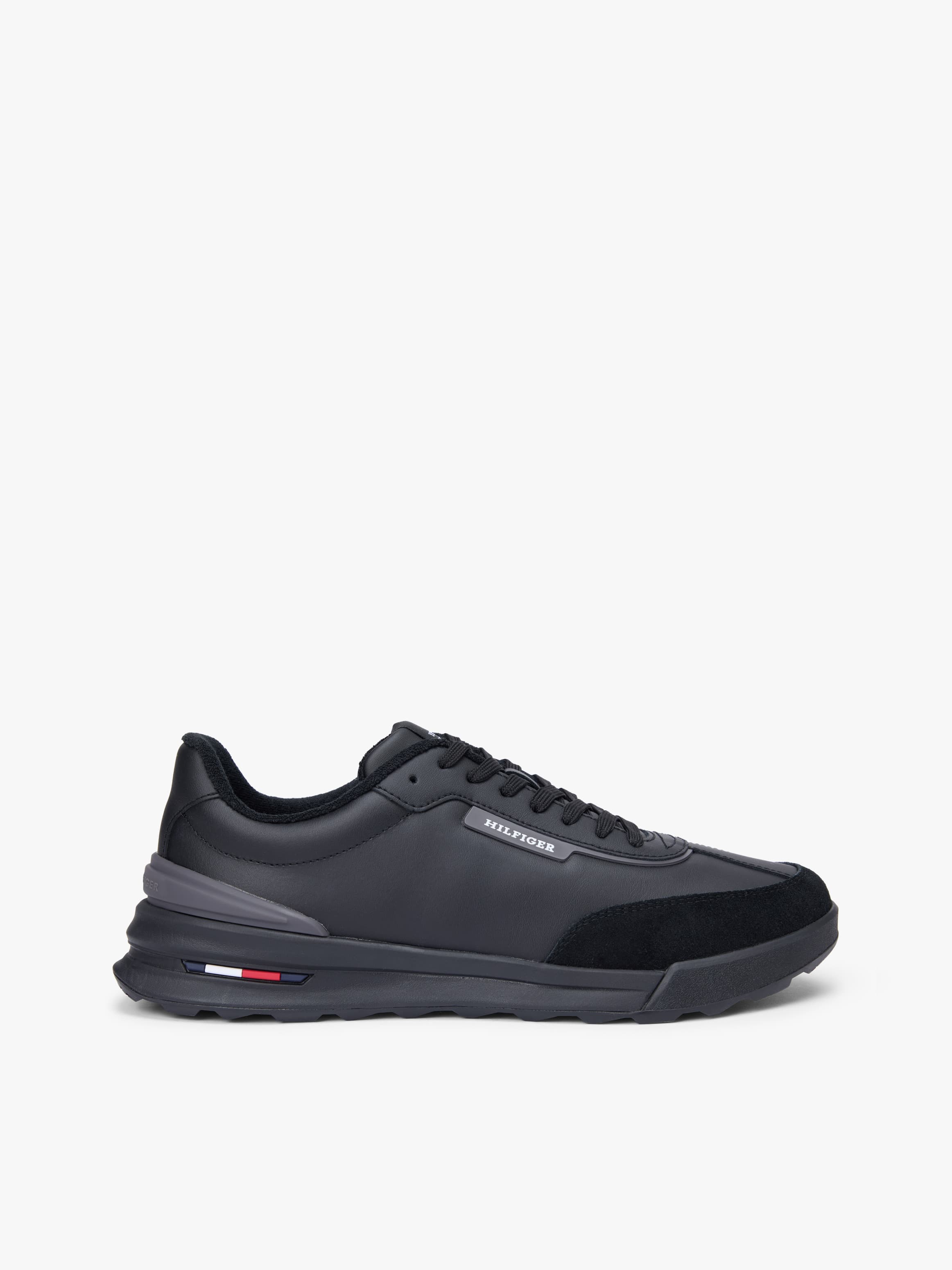 Retro Mixed Texture Trainers with Leather