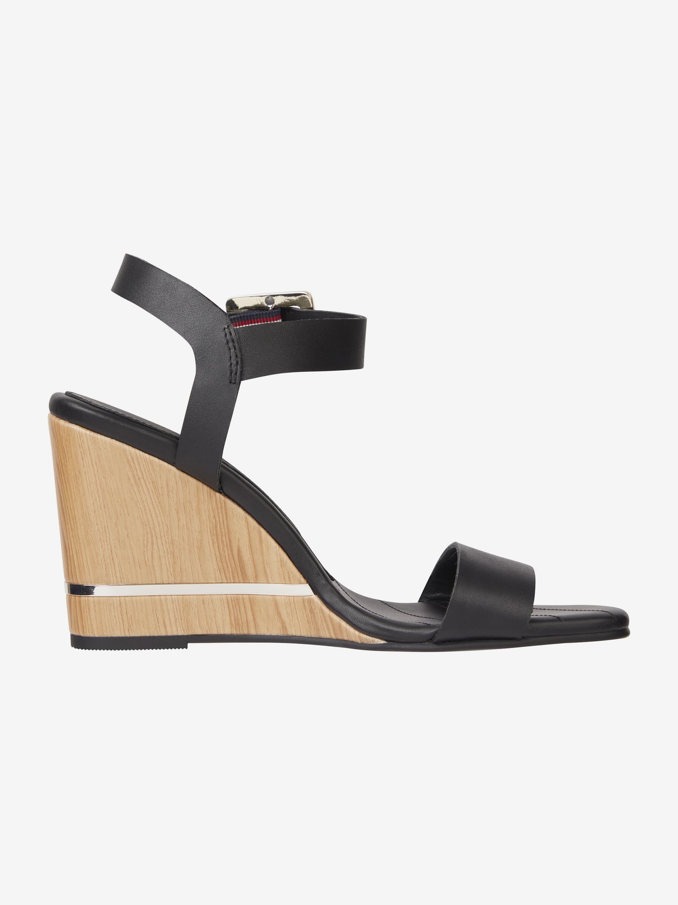 Leather Monogram Wedge Sandals