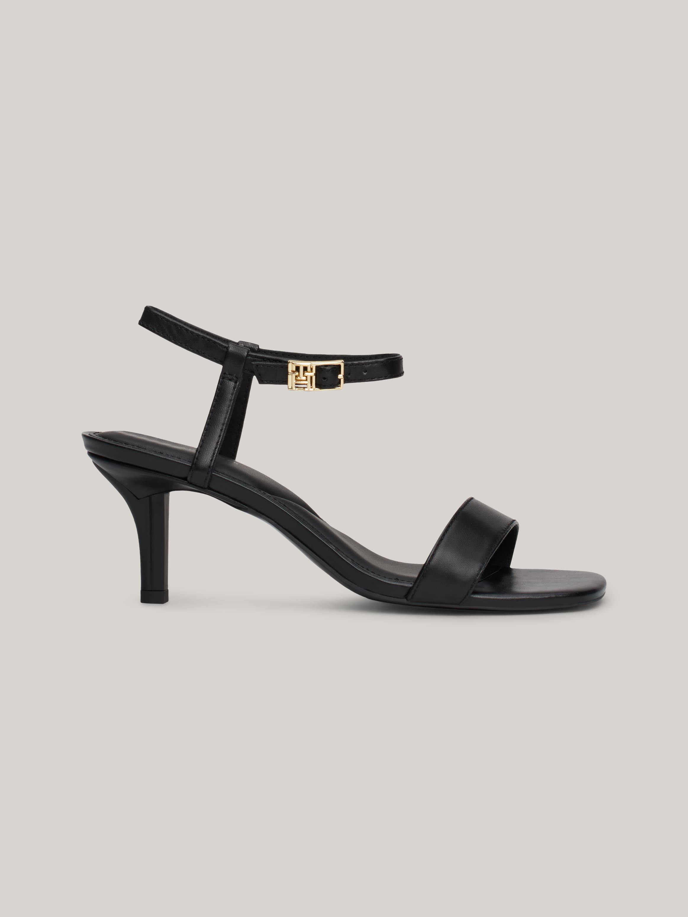 TH Monogram Leather Kitten Heel Sandals
