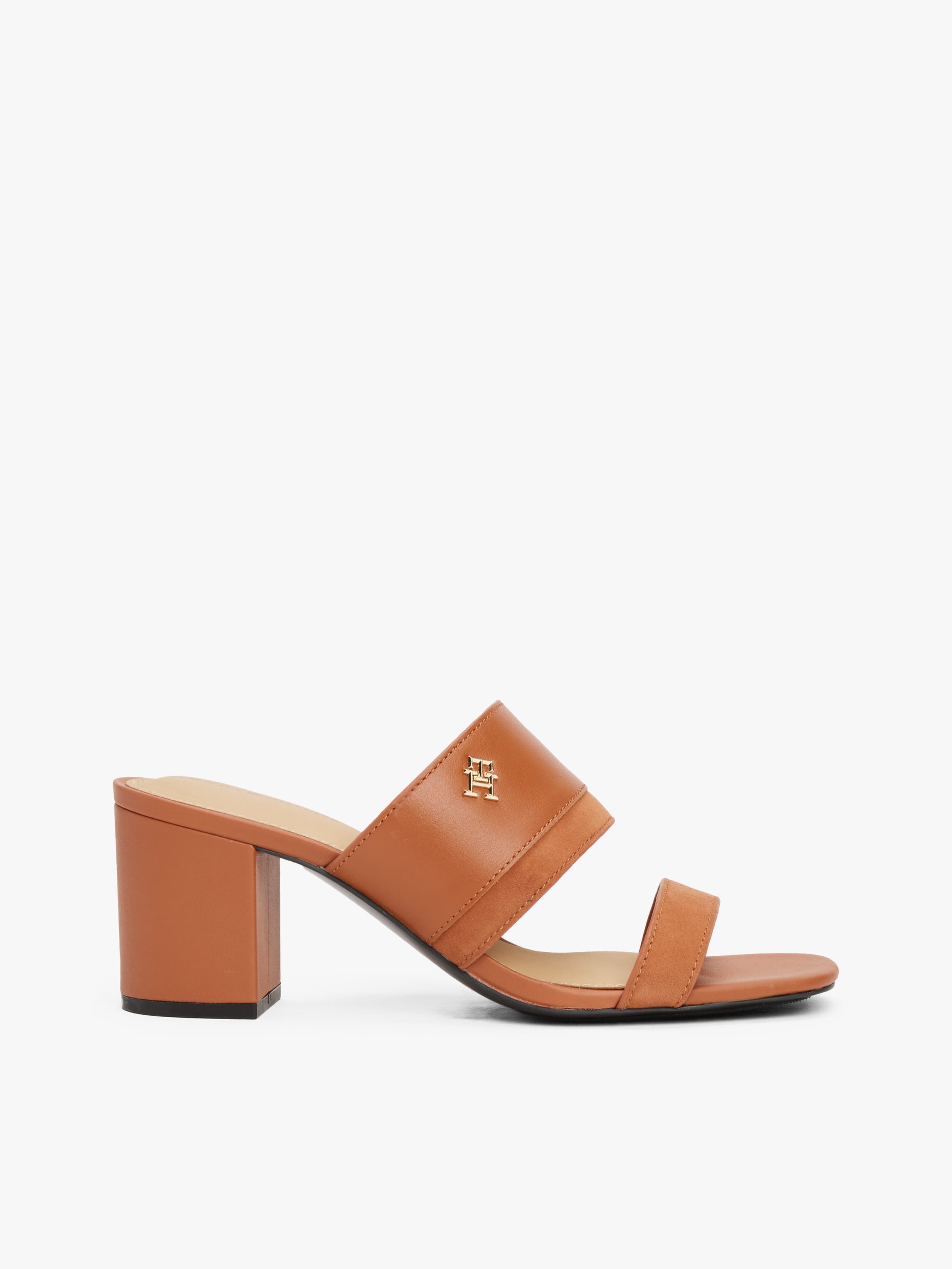 Leather Block Heel Mules