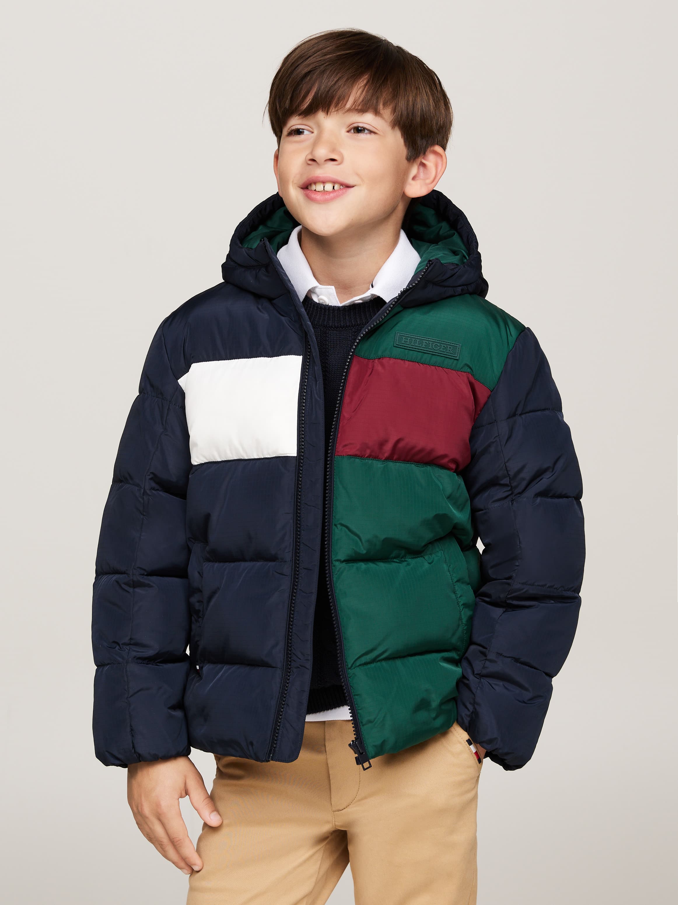 Colour-Blocked Ripstop Relaxed Padded Jacket