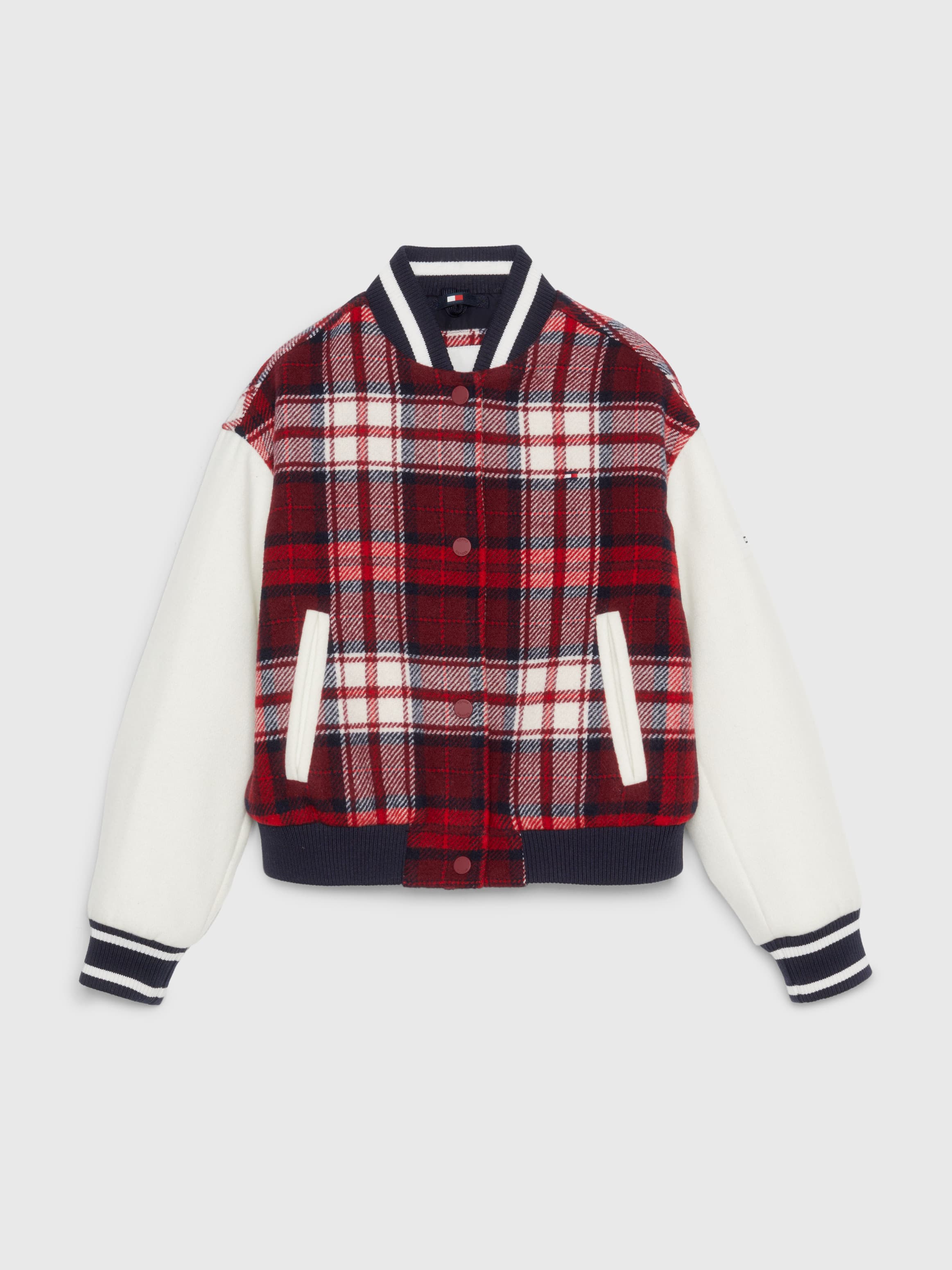 Varsity Back Logo Tartan Relaxed Bomber Jacket