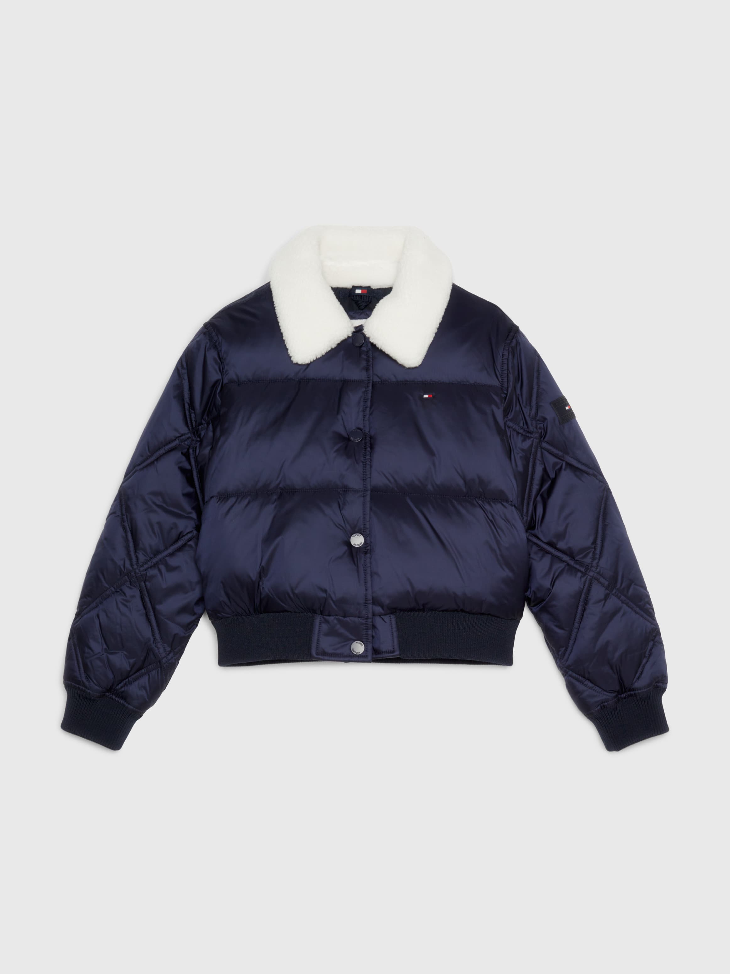Recycled Sherpa Collar Cropped Puffer Jacket