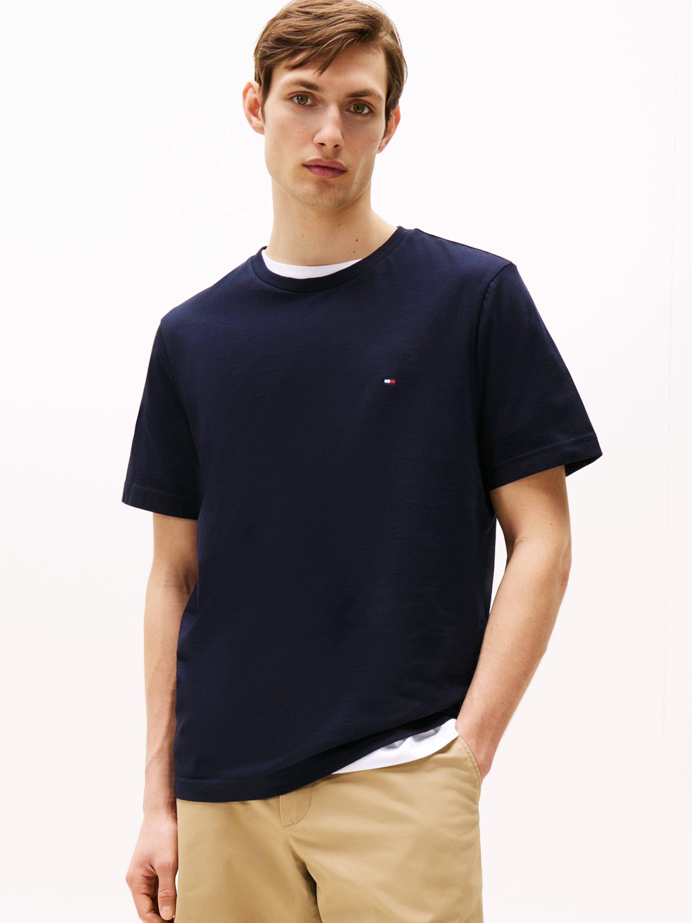 Flag Embroidery Crew Neck T-Shirt
