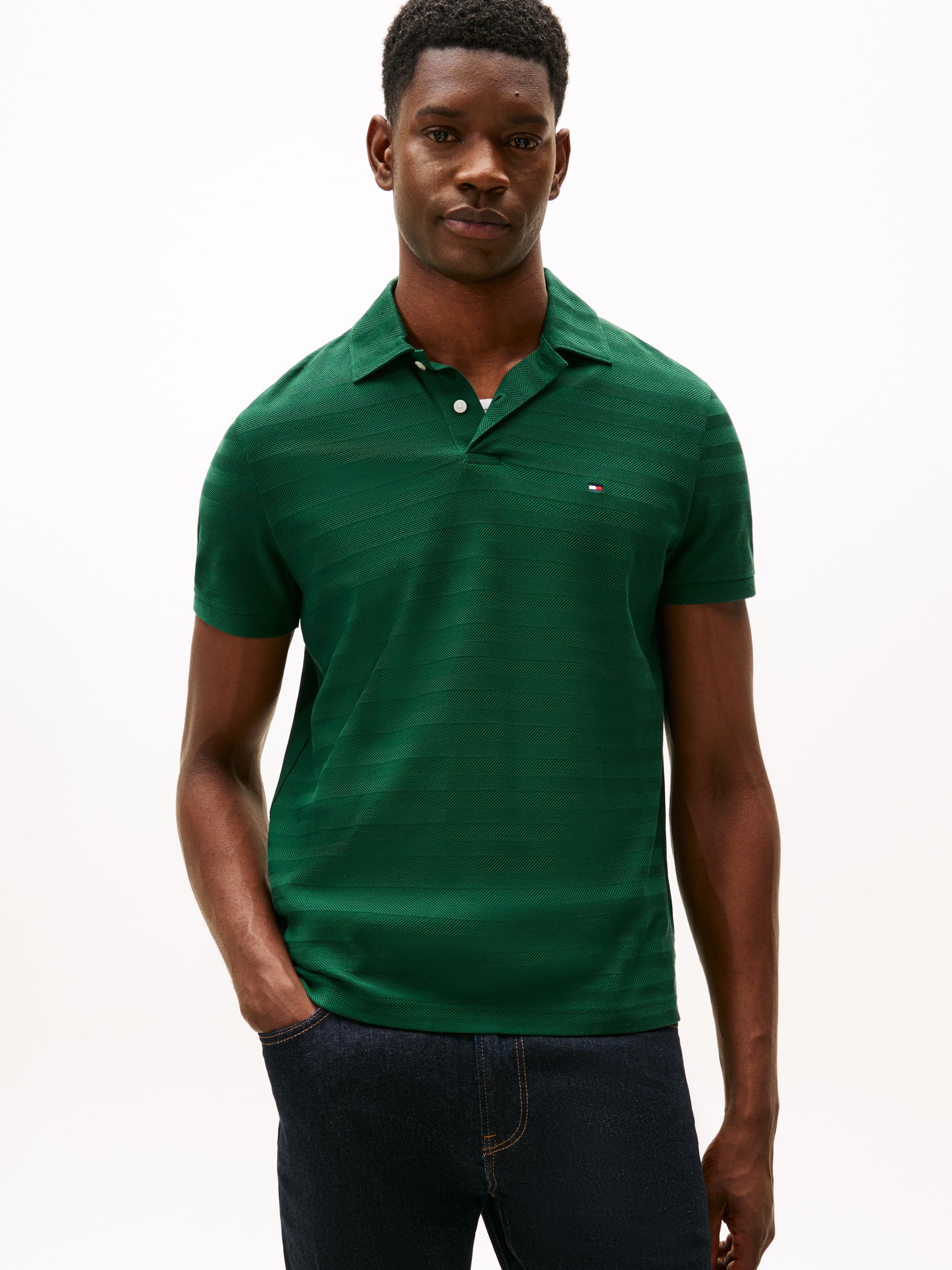 Herringbone Jacquard Polo Shirt