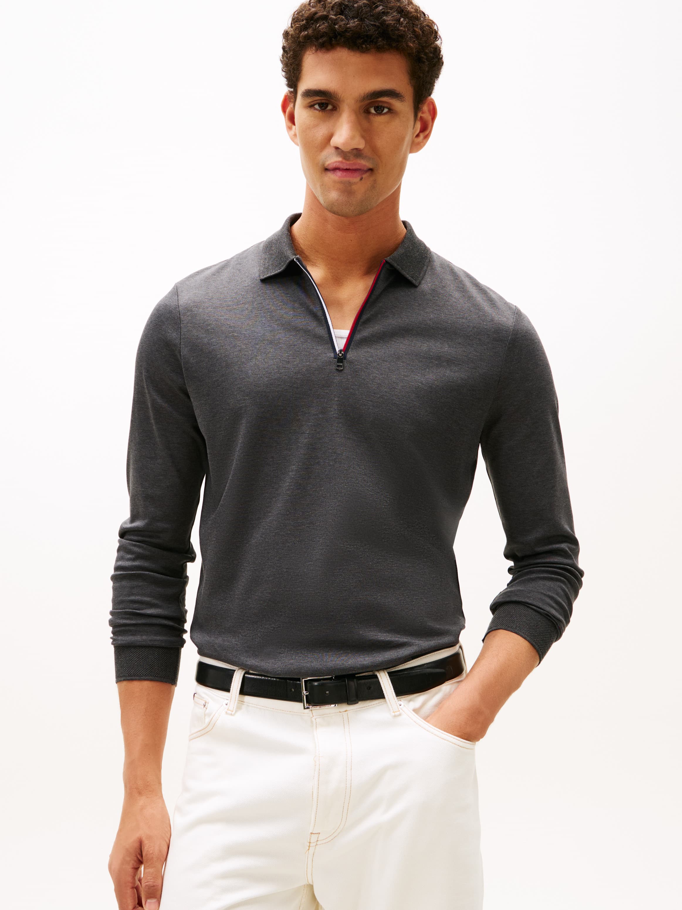 Interlock Zip Long Sleeve Polo Shirt