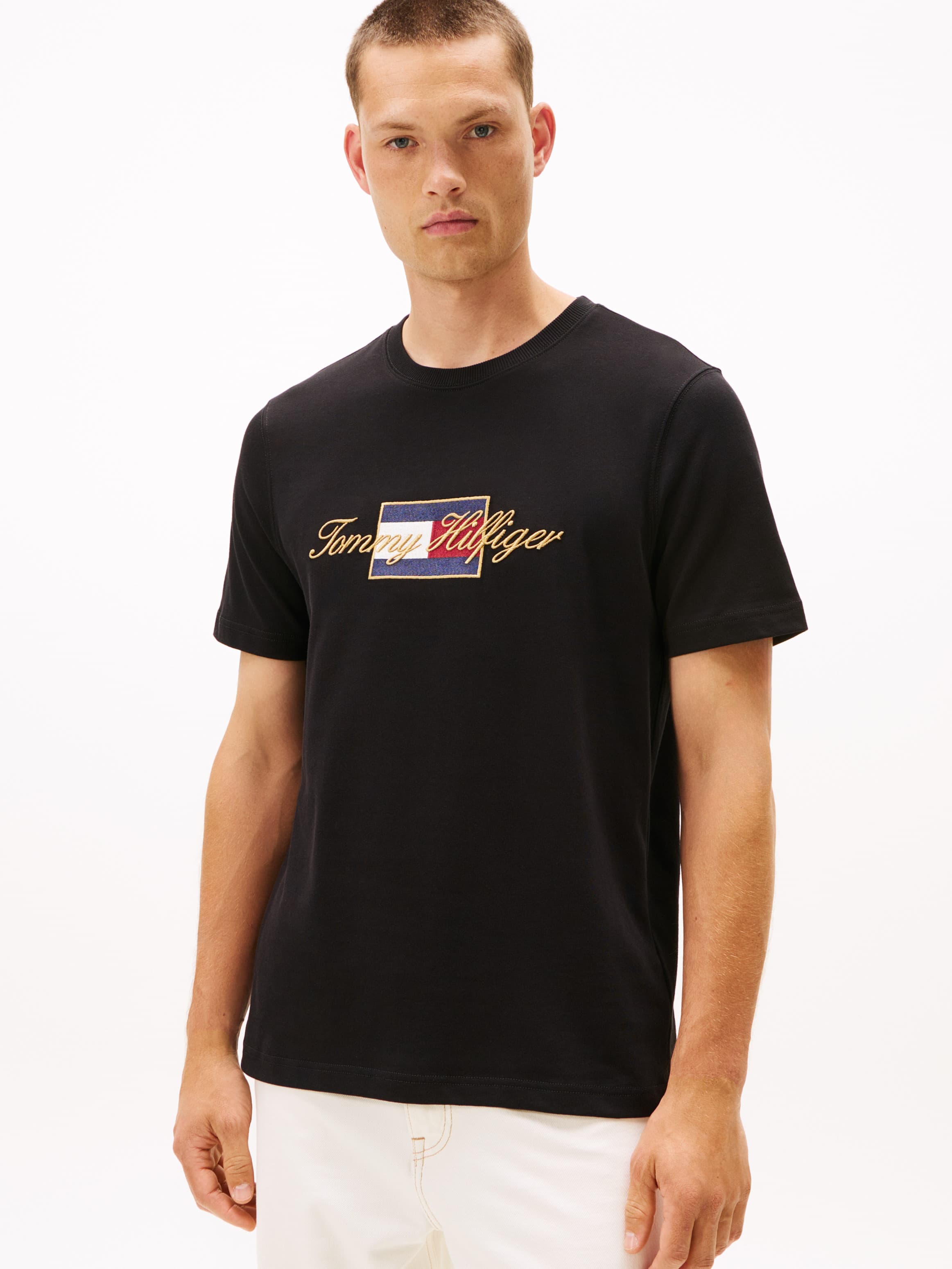 Logo Embroidery Crew Neck T-Shirt