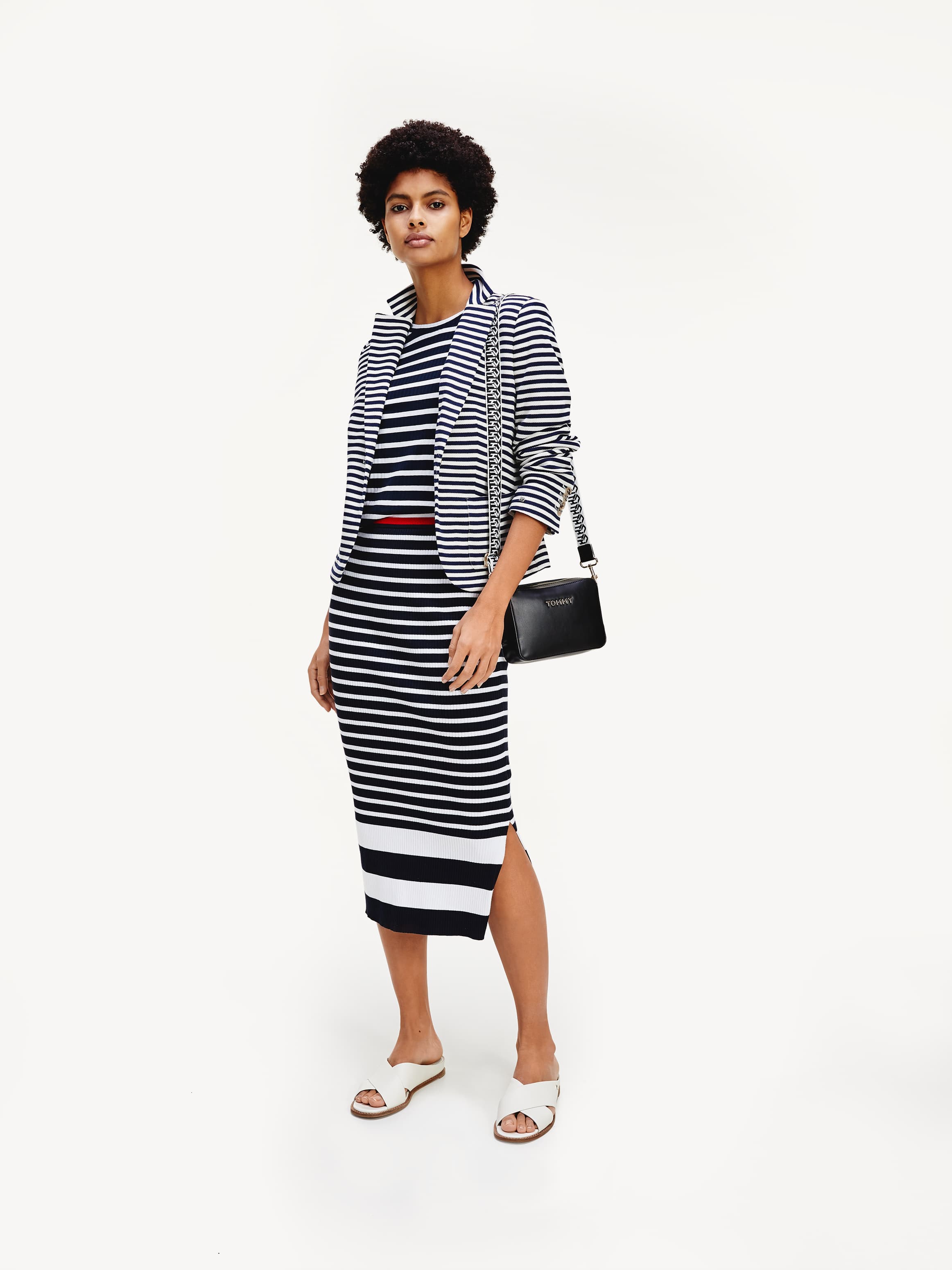 Pima Cotton Blend Stripe Tube Skirt