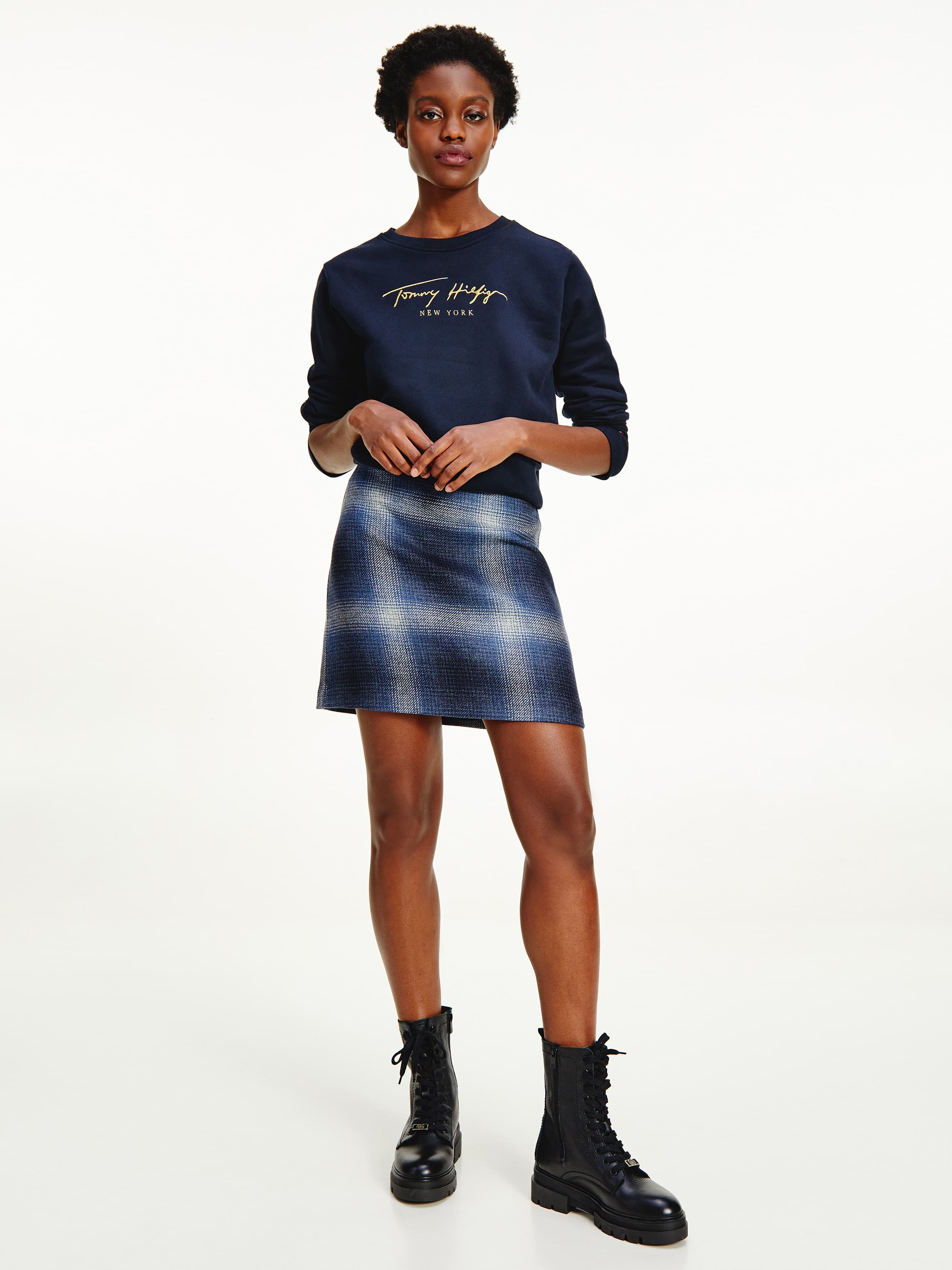 Shadow Check Mini Skirt