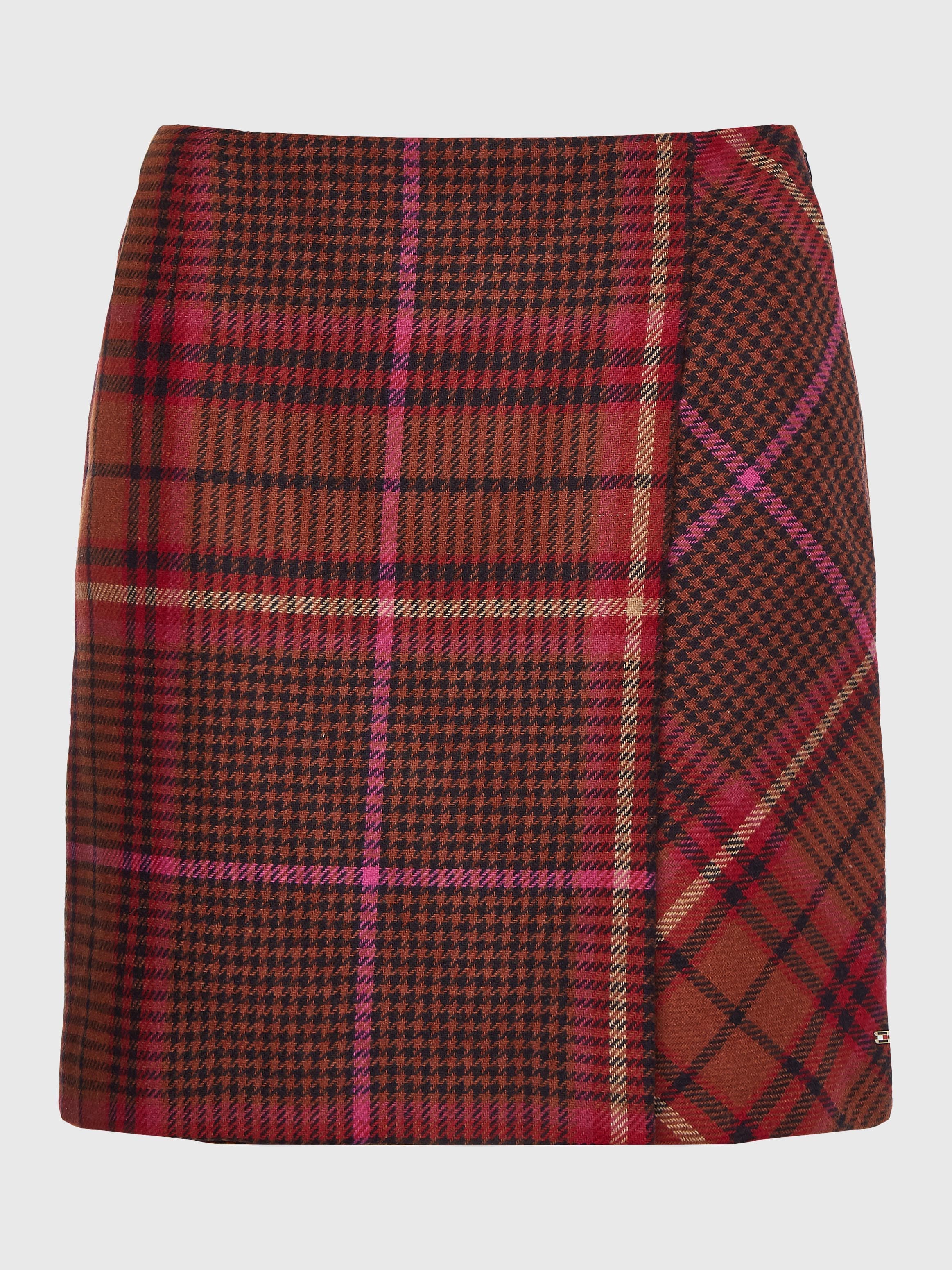 Check Straight Fit Wrap Skirt