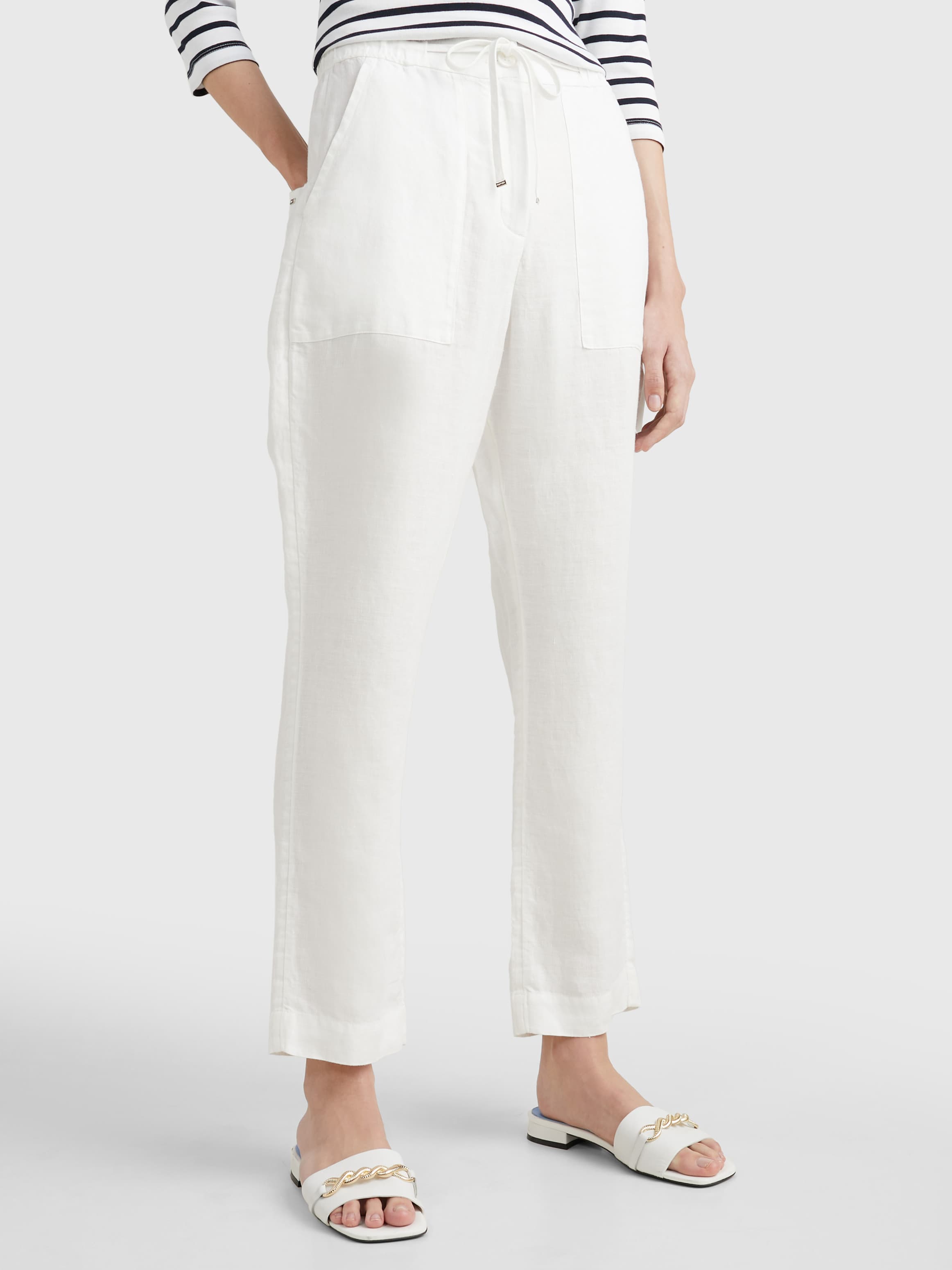 Linen Pull-On Boyfriend Trousers