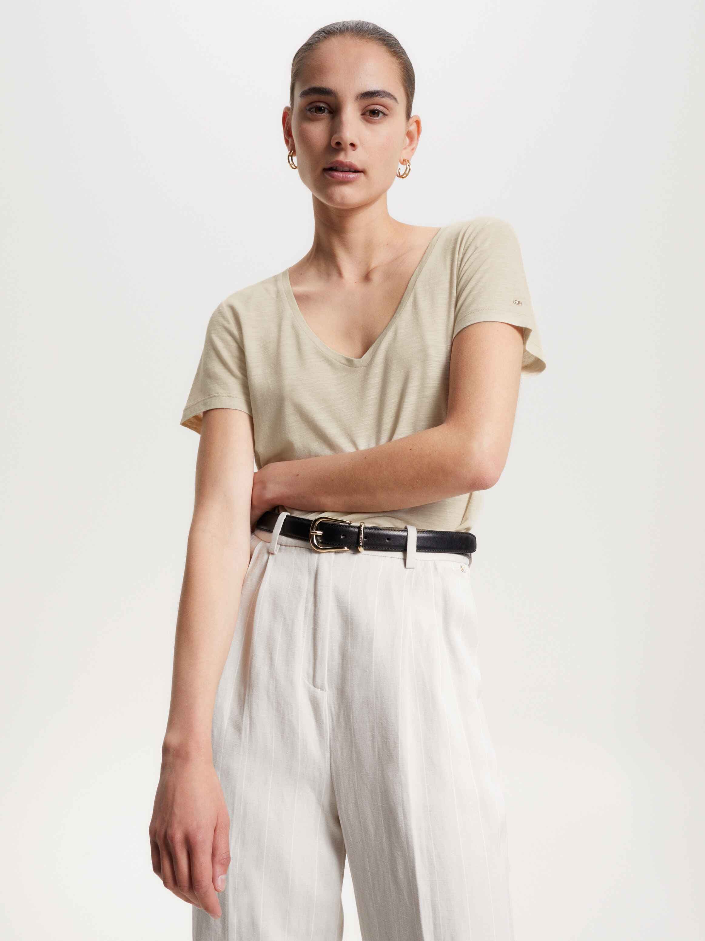 Slub V-Neck T-Shirt