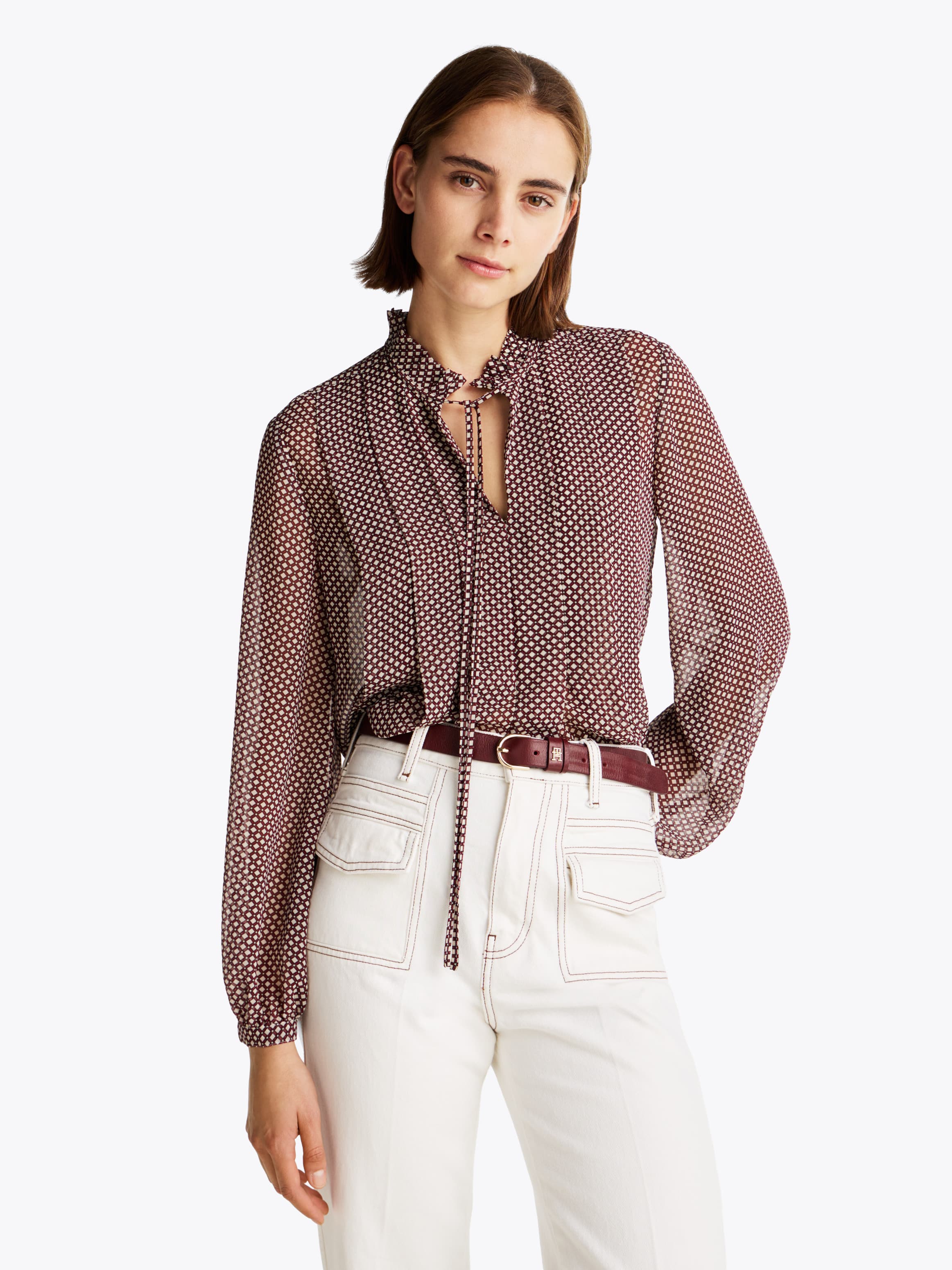 Print Sheer Relaxed Blouse