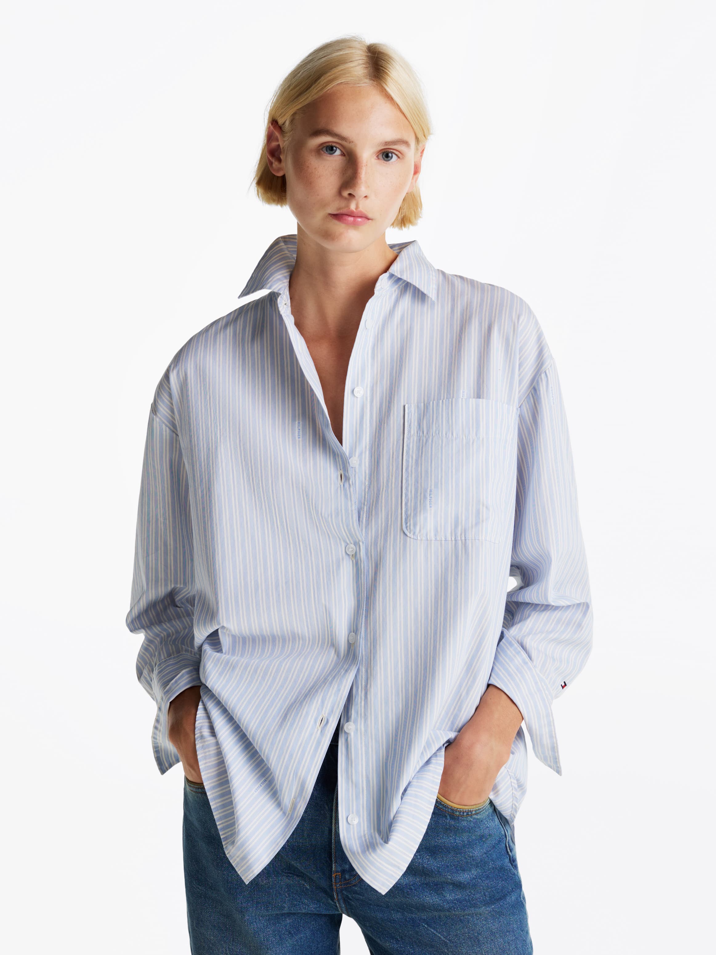 Patch Pocket Poplin Oversized Shirt