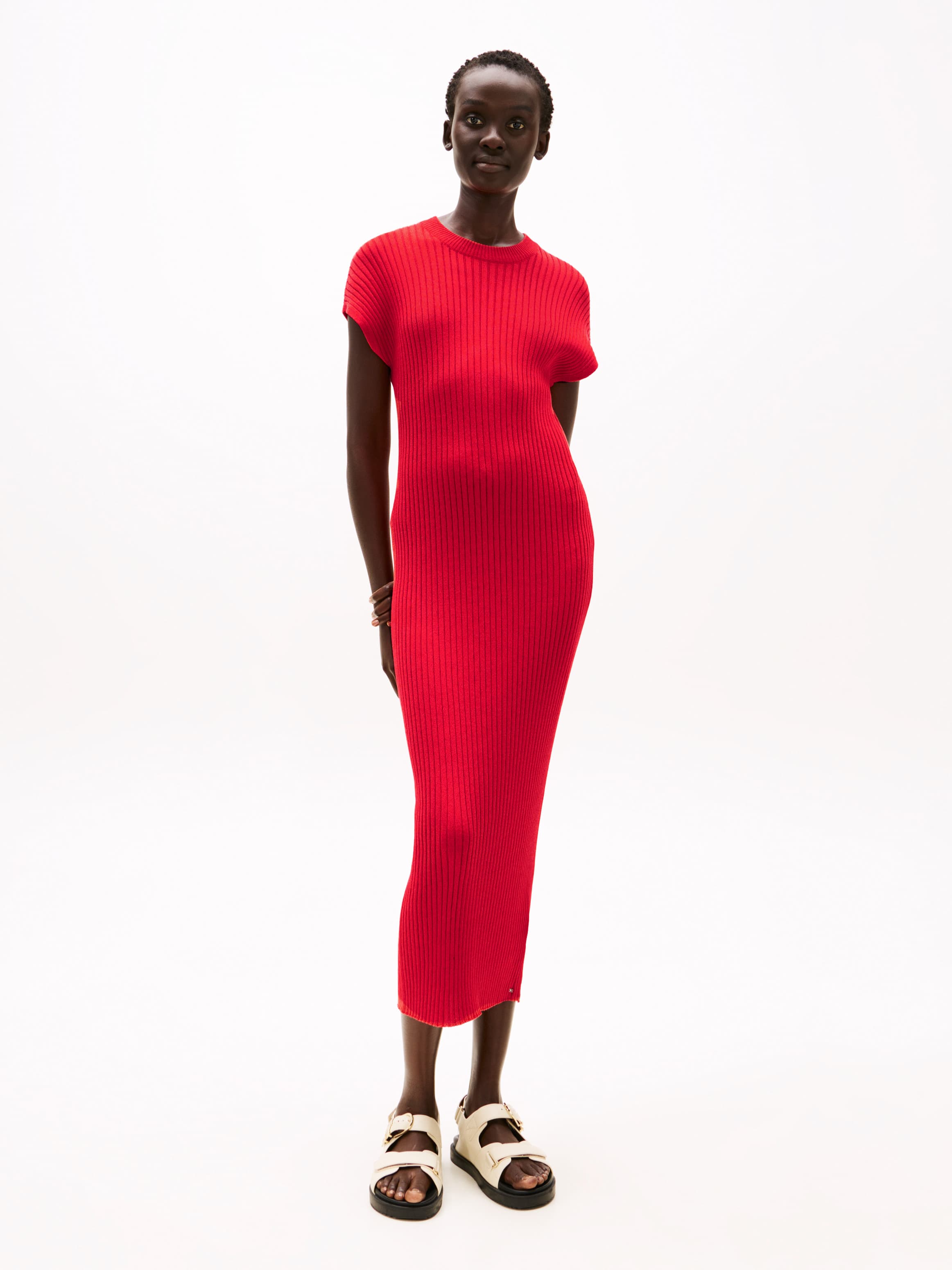 Cap Sleeve Ribbed Maxi Jumper Dress