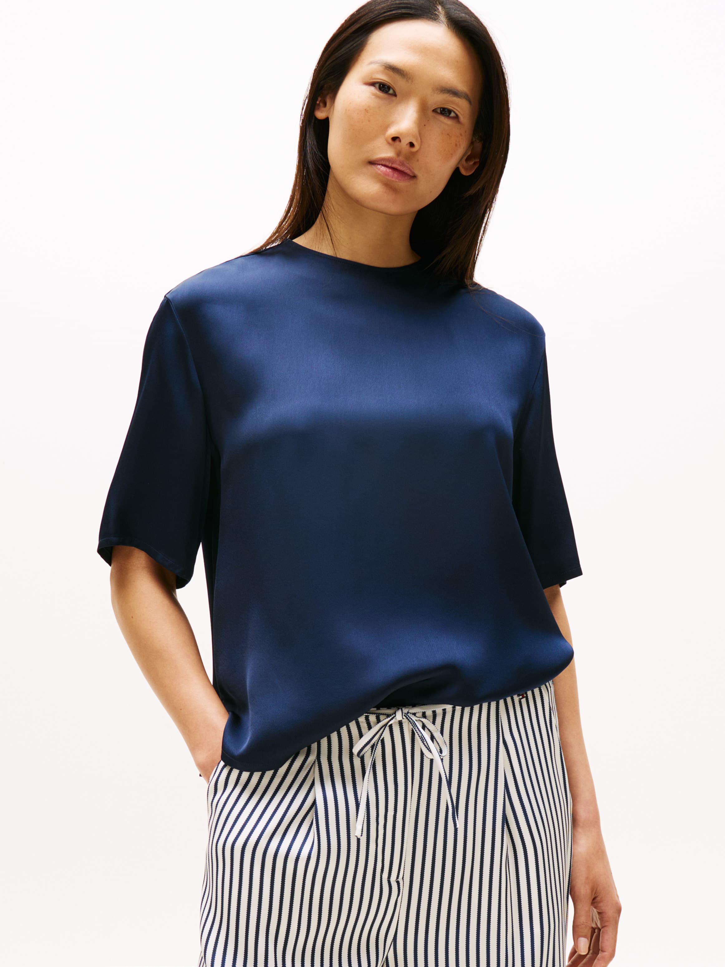 Relaxed Fit Satin T-Shirt