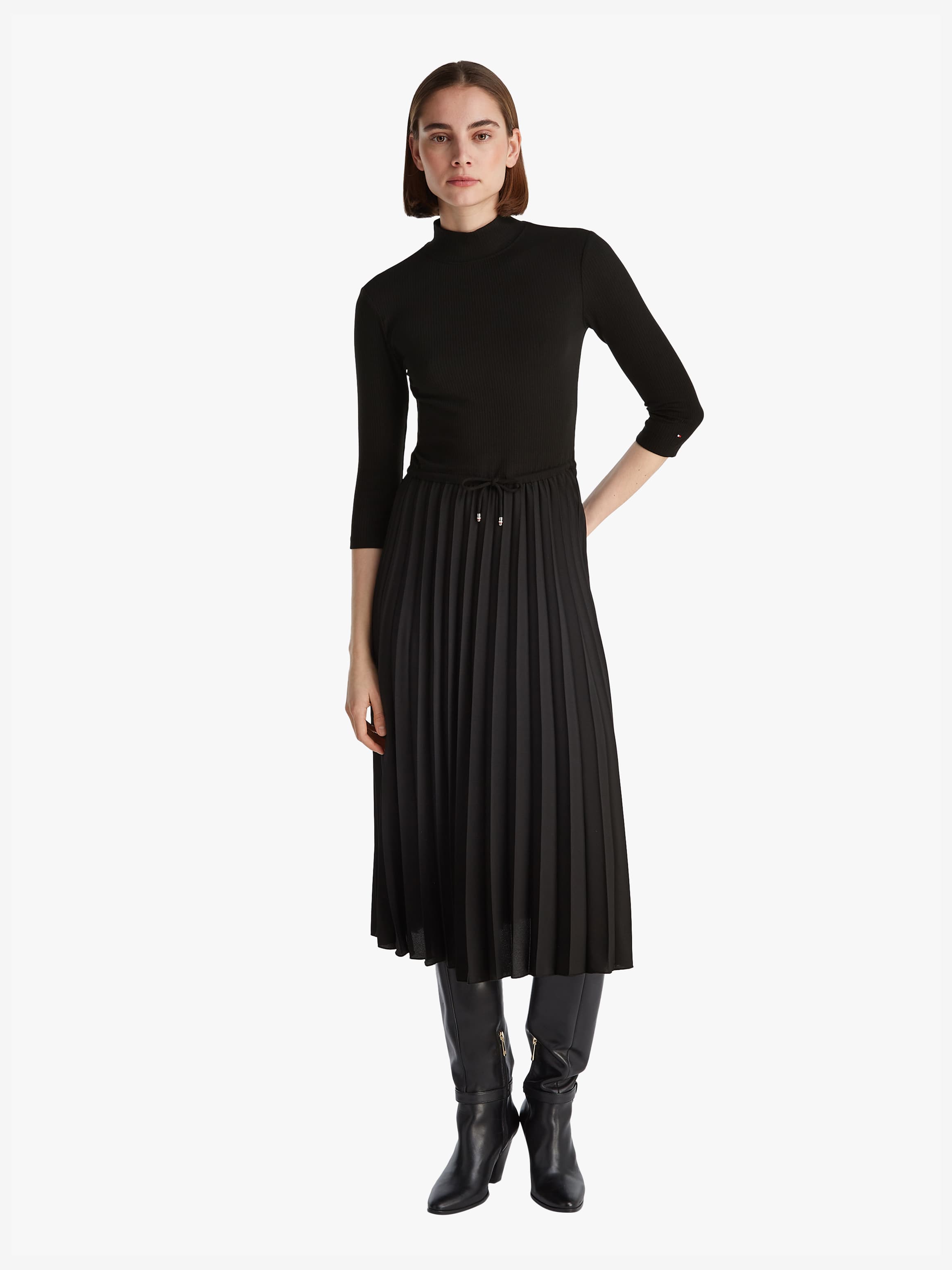 Pleated Midi Fit and Flare Dress