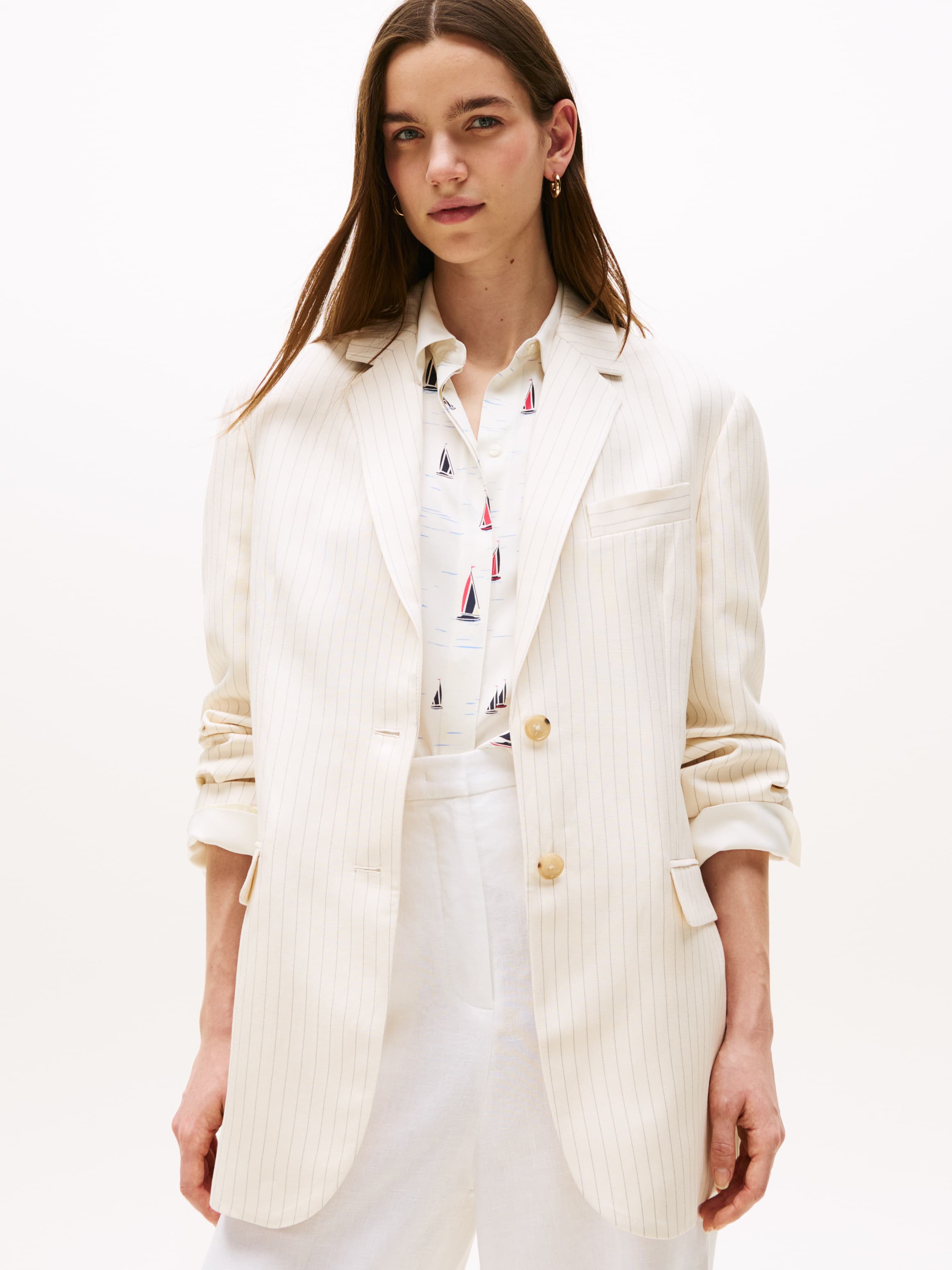 Pinstripe Relaxed Fit Blazer